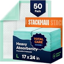 Chuck Pads Disposable 50 Pack Under Pads 17" x 24" - Dog Pooch Pad - Baby Diaper Changing Table Pad - Incontinence Bed & Chair Liner for Seniors - Pet Potty Training Pads - Leak Proof