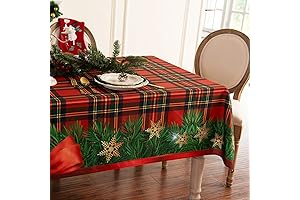 Winter Plaid Christmas Fabric Tablecloth