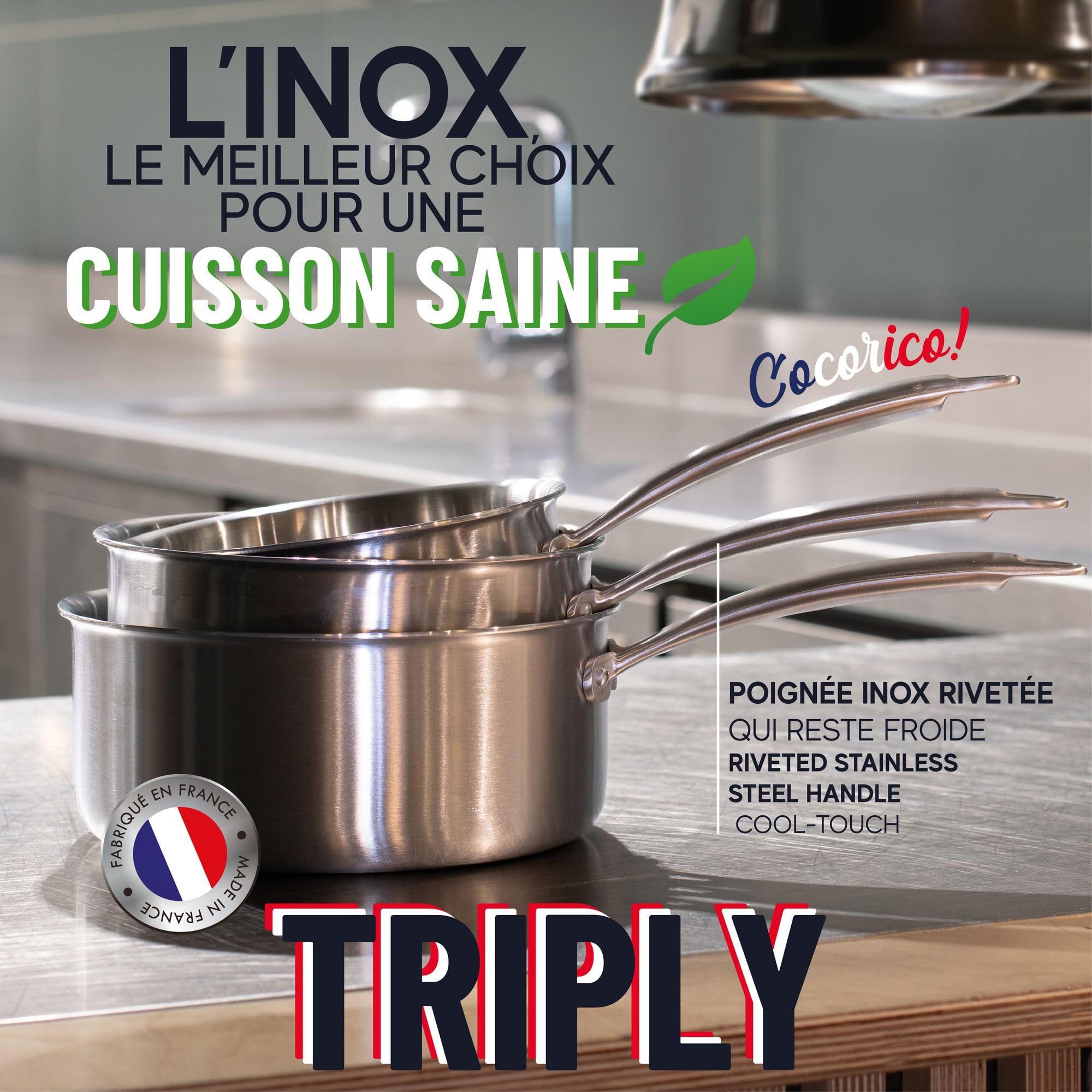 IBILI - Sarten Tricapa Triply Natural, 30 Cms, Acero Inoxidable, Apto Para Induccion, Sin Antiadherente