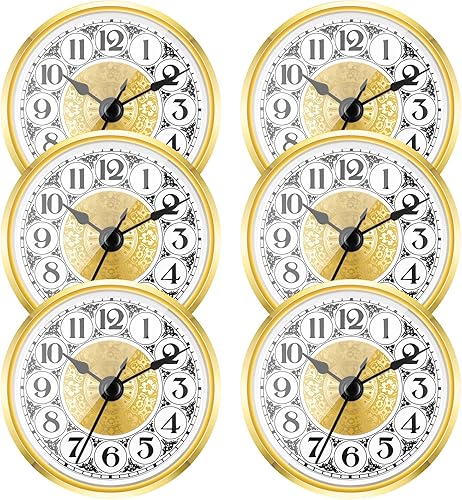 Miniatura 1 de Misdary Paquete de 6 piezas de reloj de cuarzo de 3-18 pulgadas (3.150 in) con número arábigo reloj de movimiento de cuarzo con borde dorado