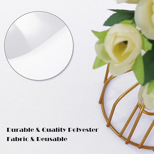 Miniatura 2 de sancua Paquete de 6 manteles redondos de 120 pulgadas, color blanco, resistentes a las manchas y a las arrugas, mantel de poliéster lavable para