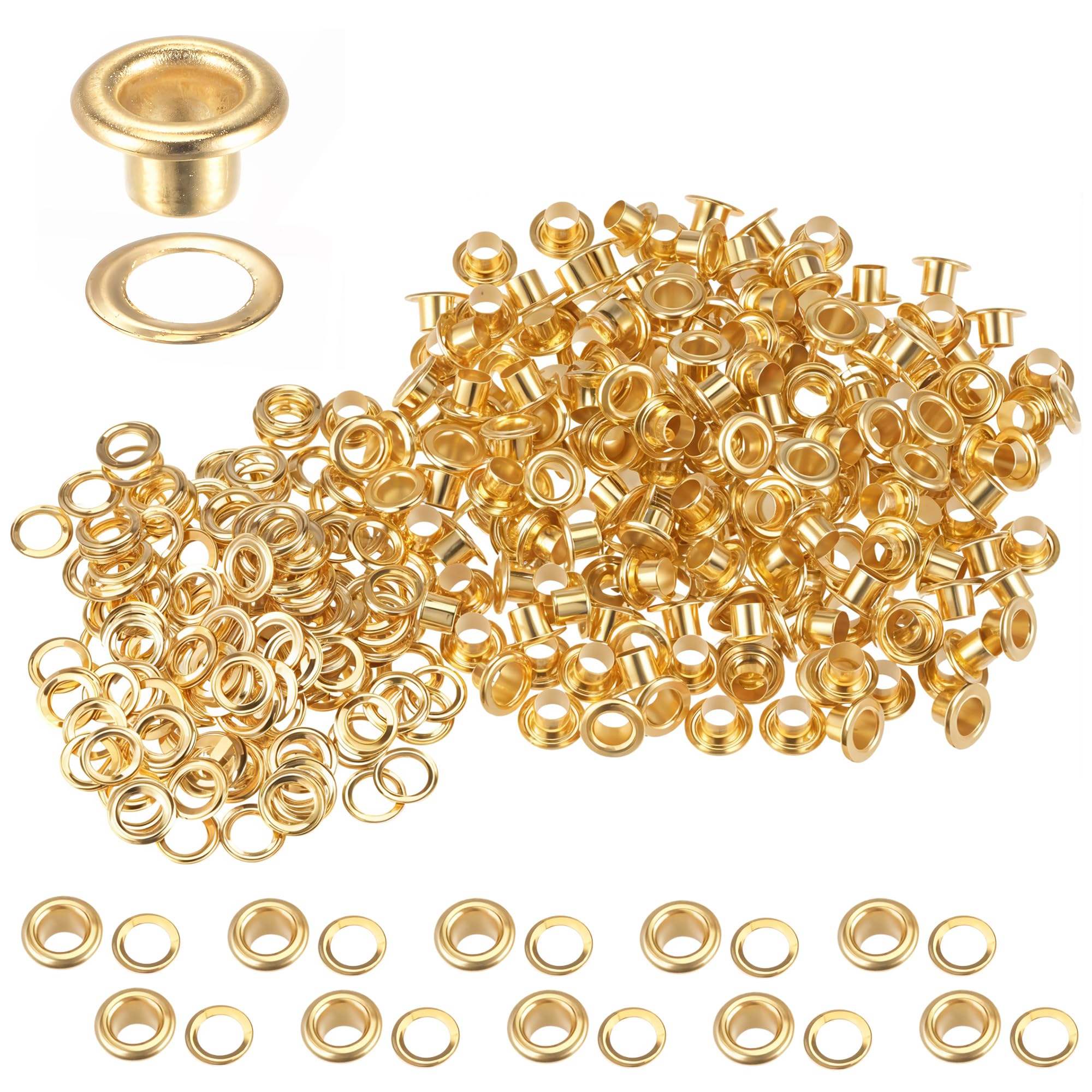 Trimming Shop 4mm Rose Gold Nickel Free Brass Eyelet Grommets with Washers for Leather Fabric Canvas Shoes Bags Craft Repair Metal Eyelets for DIY Sewing and Upholstery Work, 100pcs