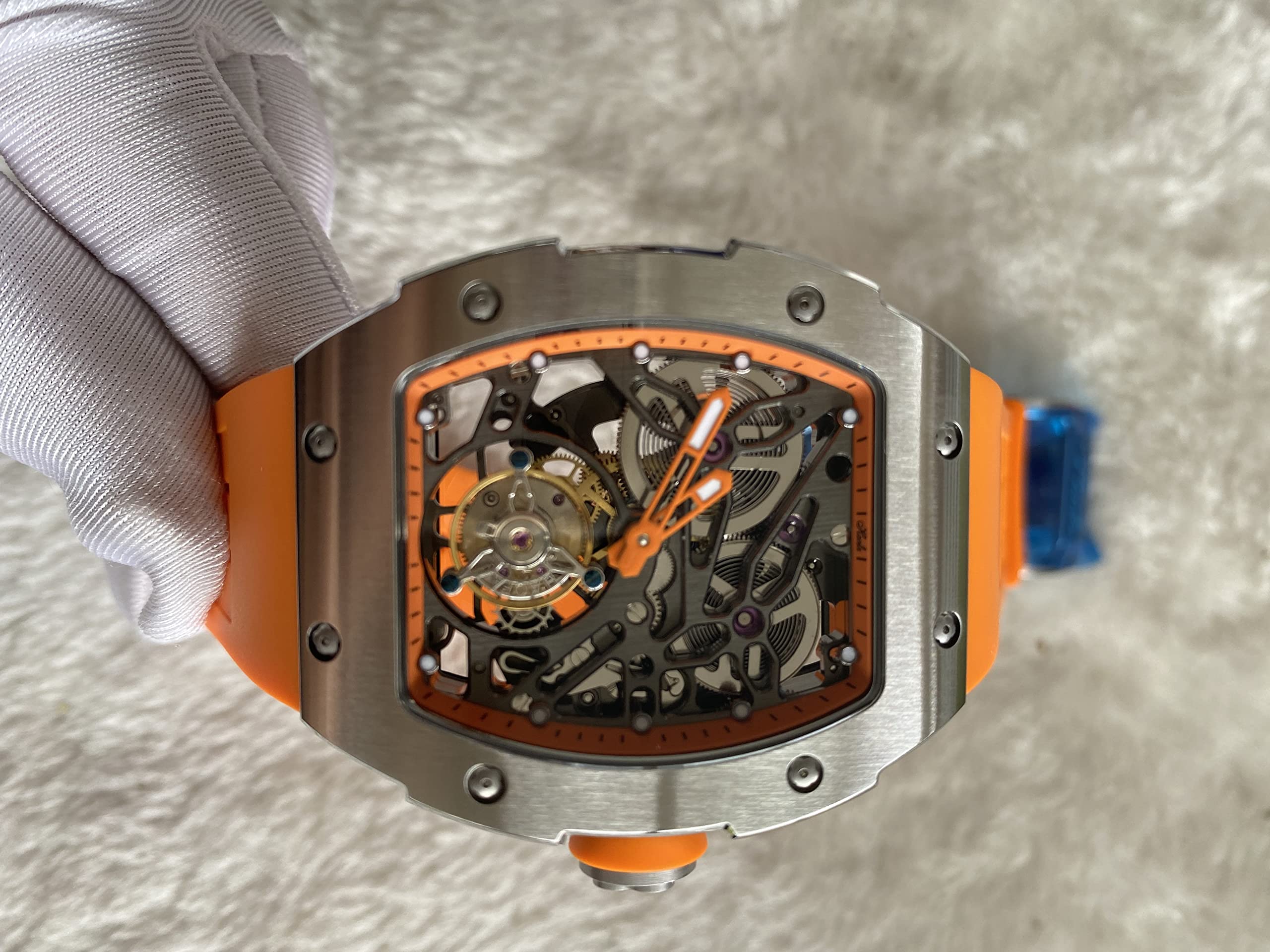 Haofa Tourbillon Uhr Skelett Mechanische Uhr Saphir Edelstahl Herrenuhr Wasserdicht Leuchtend Automatikuhren für Herren Tourbillon Uhren Herren 1908