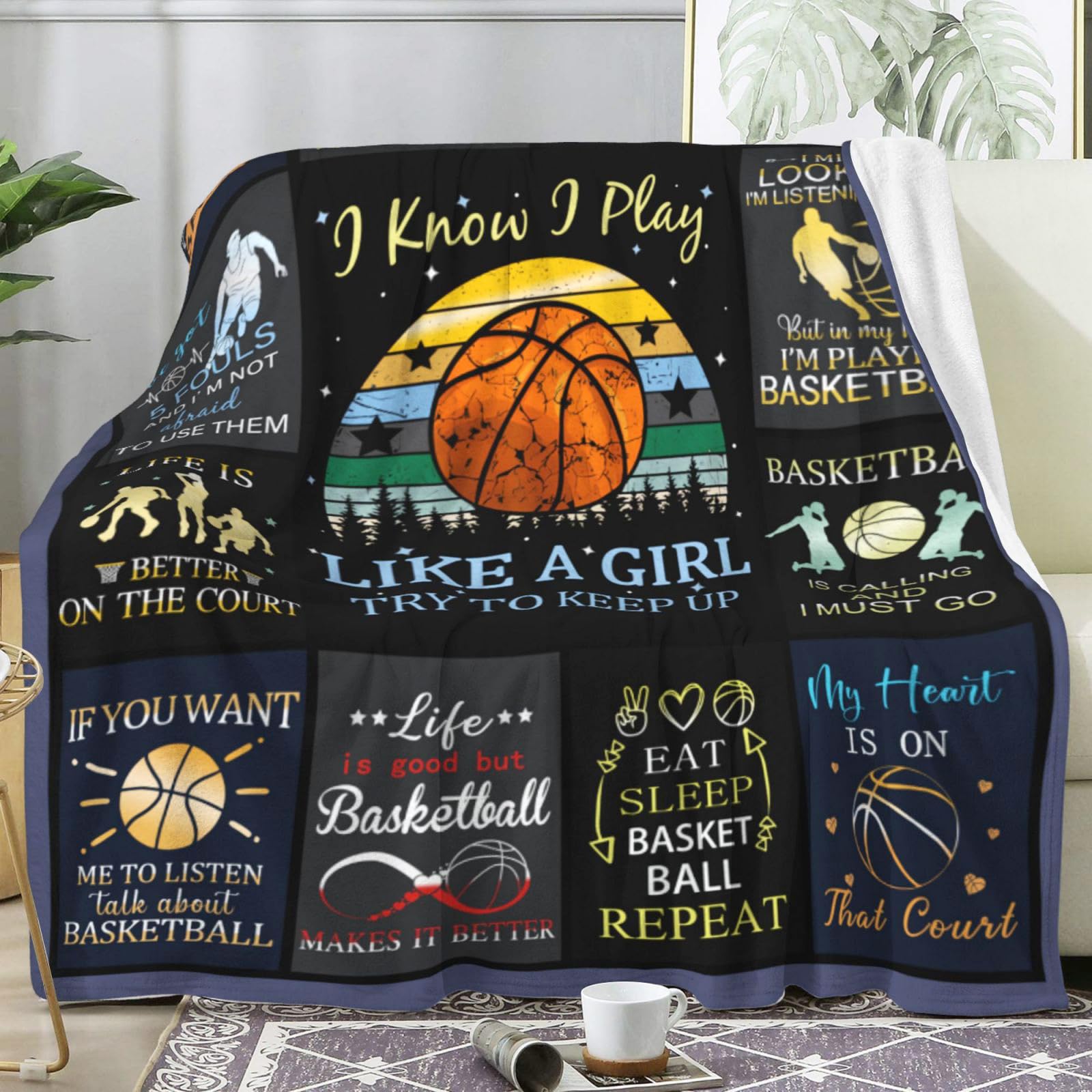 Norkobay Basketball Blanket Basketball Gifts for Boys Girls Teens,Cool Basketball Stuff Accessories,Best Basketball Coach Team Gifts for Basketball Lover Basketball Players 50
