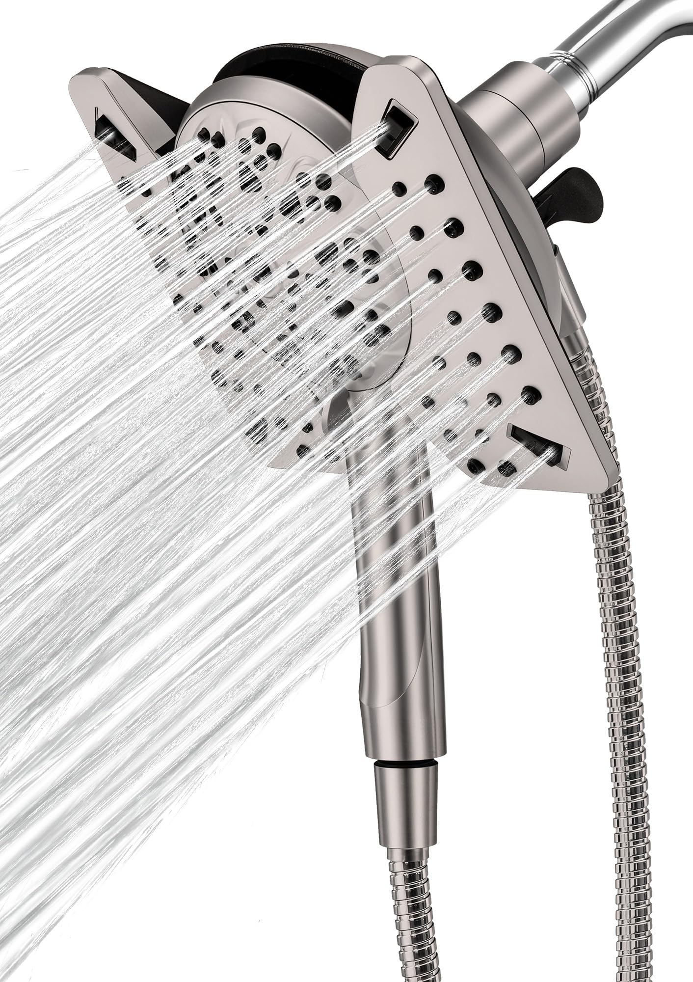 Photo 1 of Shower Head with Handheld High Pressure, Rain Shower Head with Fixed Showerhead and 9 Sprays Showering, Detachable 2-IN-1 Shower head with 59" Rotatable Stainless Steel Hose (Nickel)