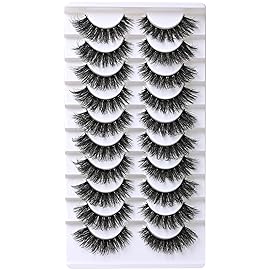 FARRED Mink Lashes False Eyelashes Cat Eye Lashes Wispy Mink Eye Lash Fluffy Eyelash Natural Look 10 Pairs Fake Lashes Pack Volume Lash Strips Pestaas (Z09|10-15MM)