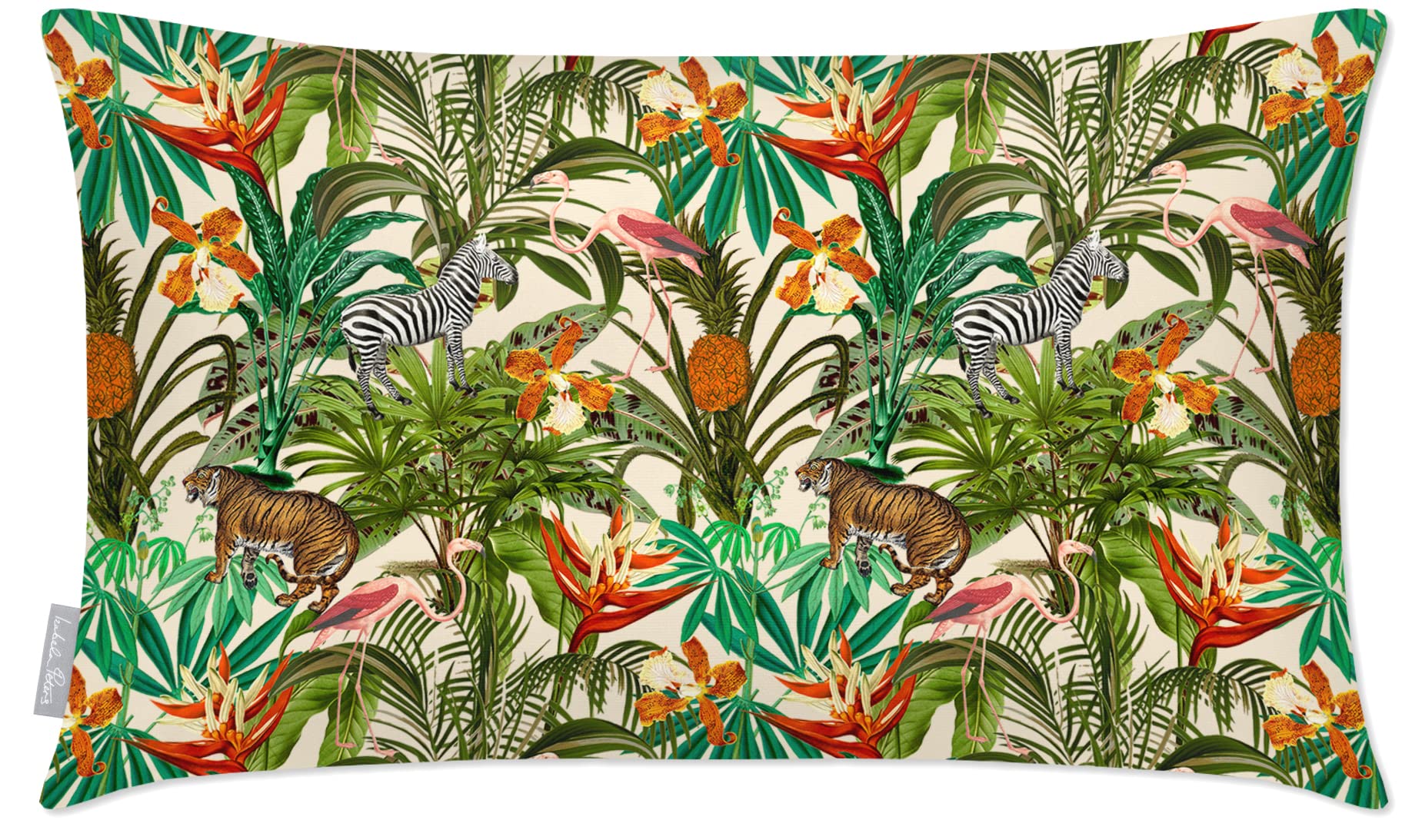 Izabela Peters Outdoor Cushions Waterproof, 50 x 30 cm, Filled Outdoor Cushion, Jungle Fusion - Ivory Cream, Garden Furniture Cushions, Outdoor Seat Cushions, Garden Chair Cushions