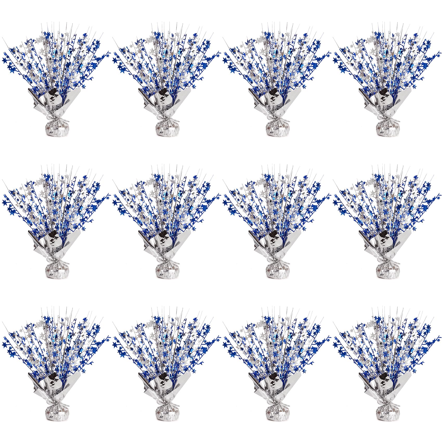 View 1 of 12 Pack Metallic Foil Spary Centerpieces for Tables, Silver NavyBlue Centerpieces for Tables Decorations, Star Brust Table Centerpieces for Birthday Graduation Wedding Baby Shower Party