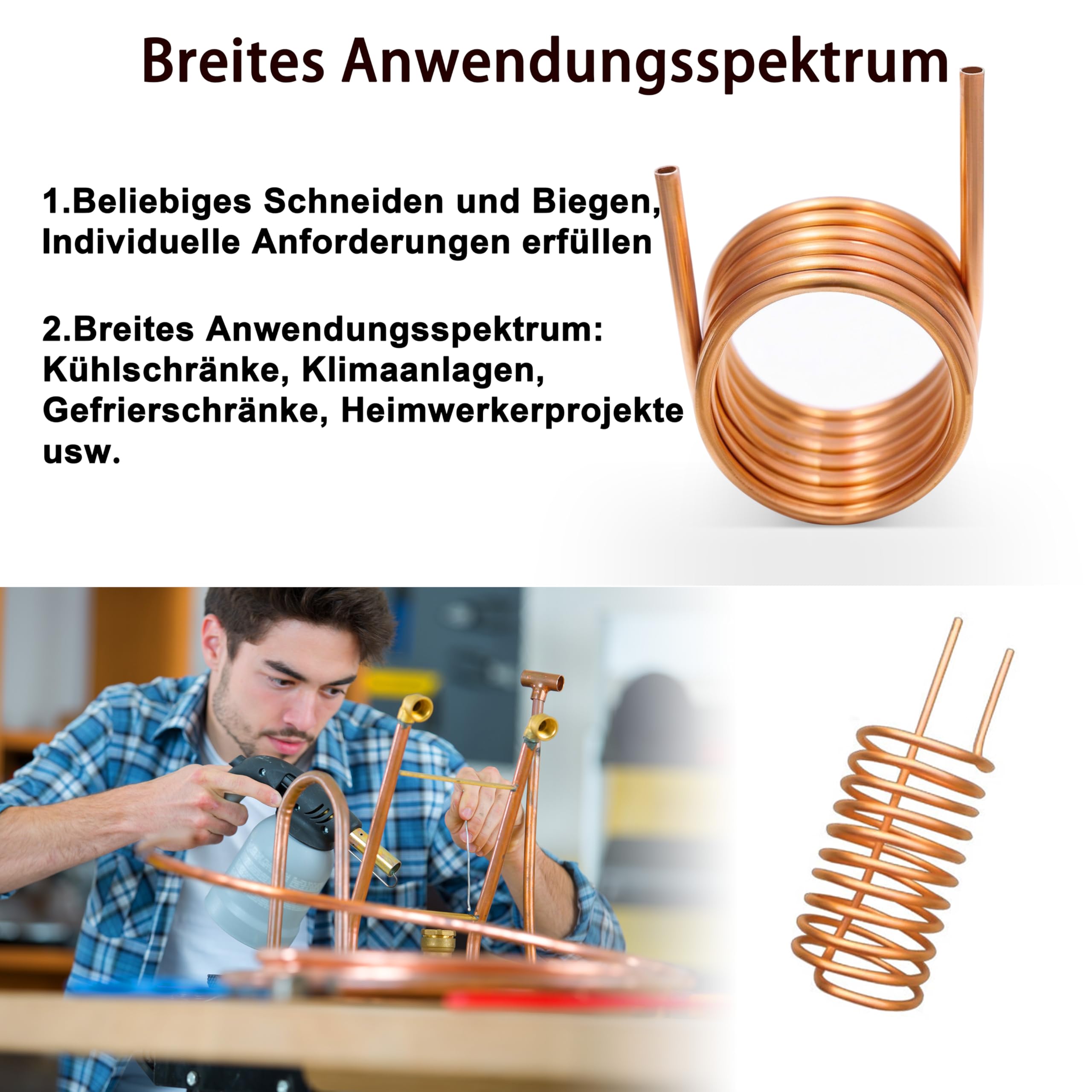 Rura miedziana, KWOKWEI miękka rura miedziana OD 6 mm ID 4,8 mm, długość 1,5 m, miedziana rura okrągła do urządzeń chłodniczych, generatorów, szyn elektrycznych, urządzeń przełączających, transformatorów itp