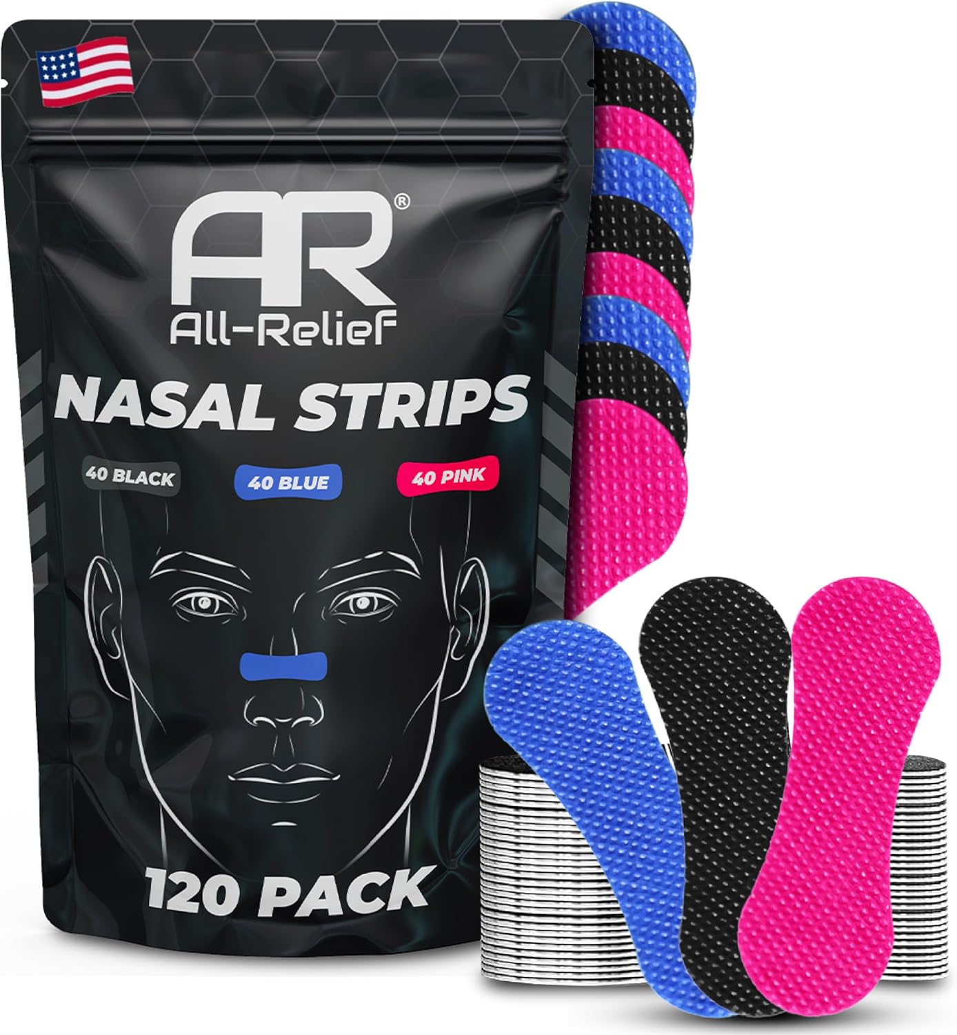 Super Pack - 120 Nasal Strips in 3 Colors | Nasal Strips for Better Breathing | Nasal Strips for Snoring, Sleeping & Congestion | Anti-Snore Nose Strips | One Size Fits All | Strong & Gentle