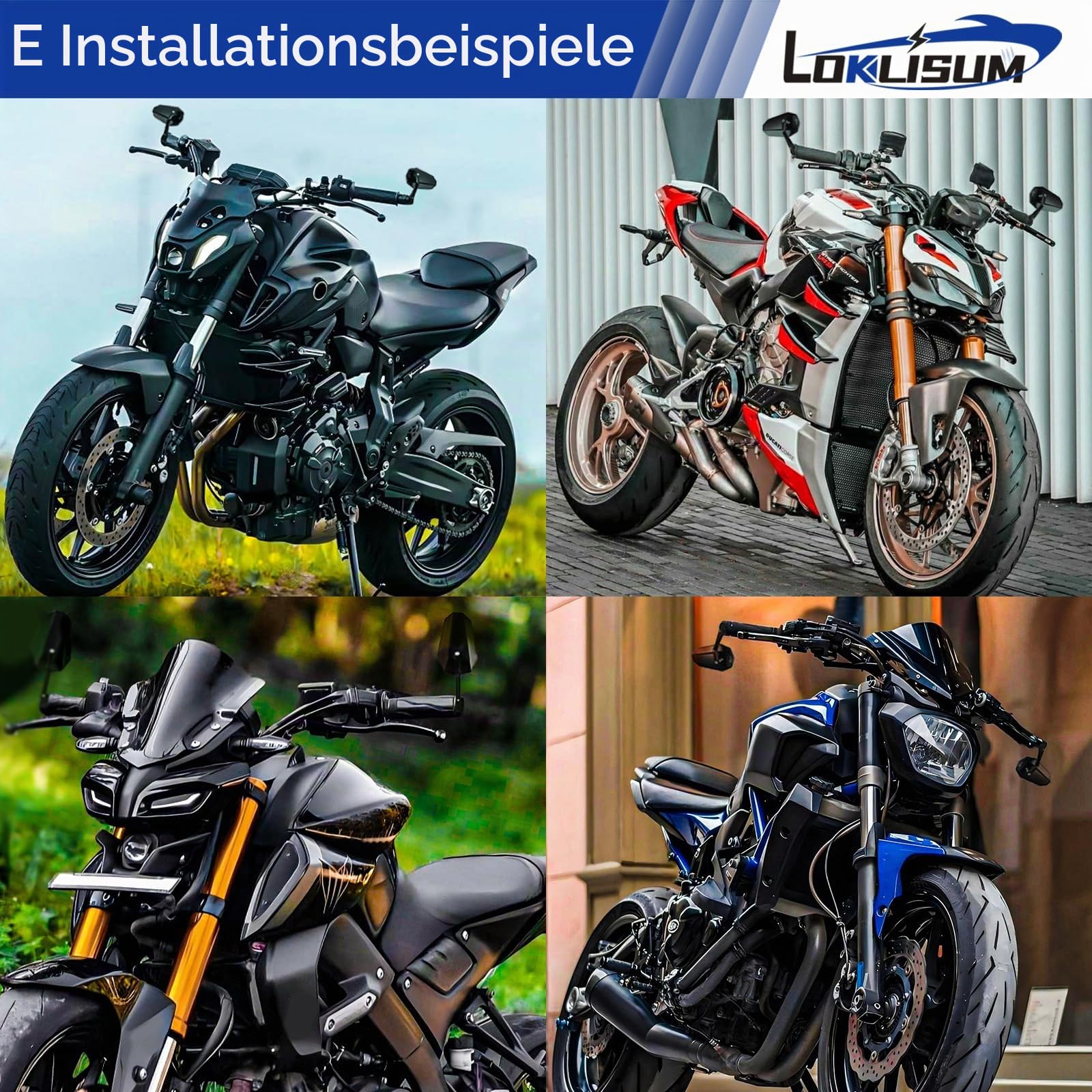 Motorrad Spiegel E-geprüft, 2 PCS Lenkerendenspiegel Motorrad Rückspiegel, 7/8" 22mm Seitenspiegel Kompatibal mit Yamaha MT125 MT03 MT07 MT09 MT10 XSR700 XSR900 FZ1 FZ6 FZ07 (Rhombus)