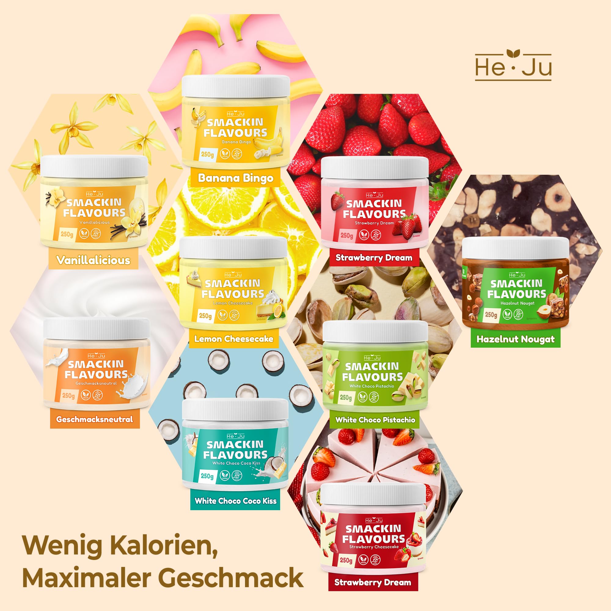He-Ju Flavour zestaw próbek proszku 8 x 30 g, różne rodzaje proszku smakowego