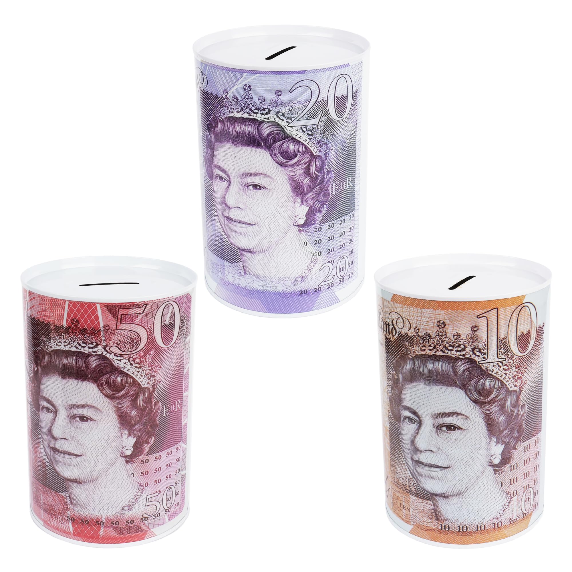 My First Million Money Tin - Queen Elizabeth Design - 15m x 10cm, Savings, Coin Box, Novelty Item For Saving Birthday Money, Cash Coin Box Tin, Tinplate, Pound Sterling