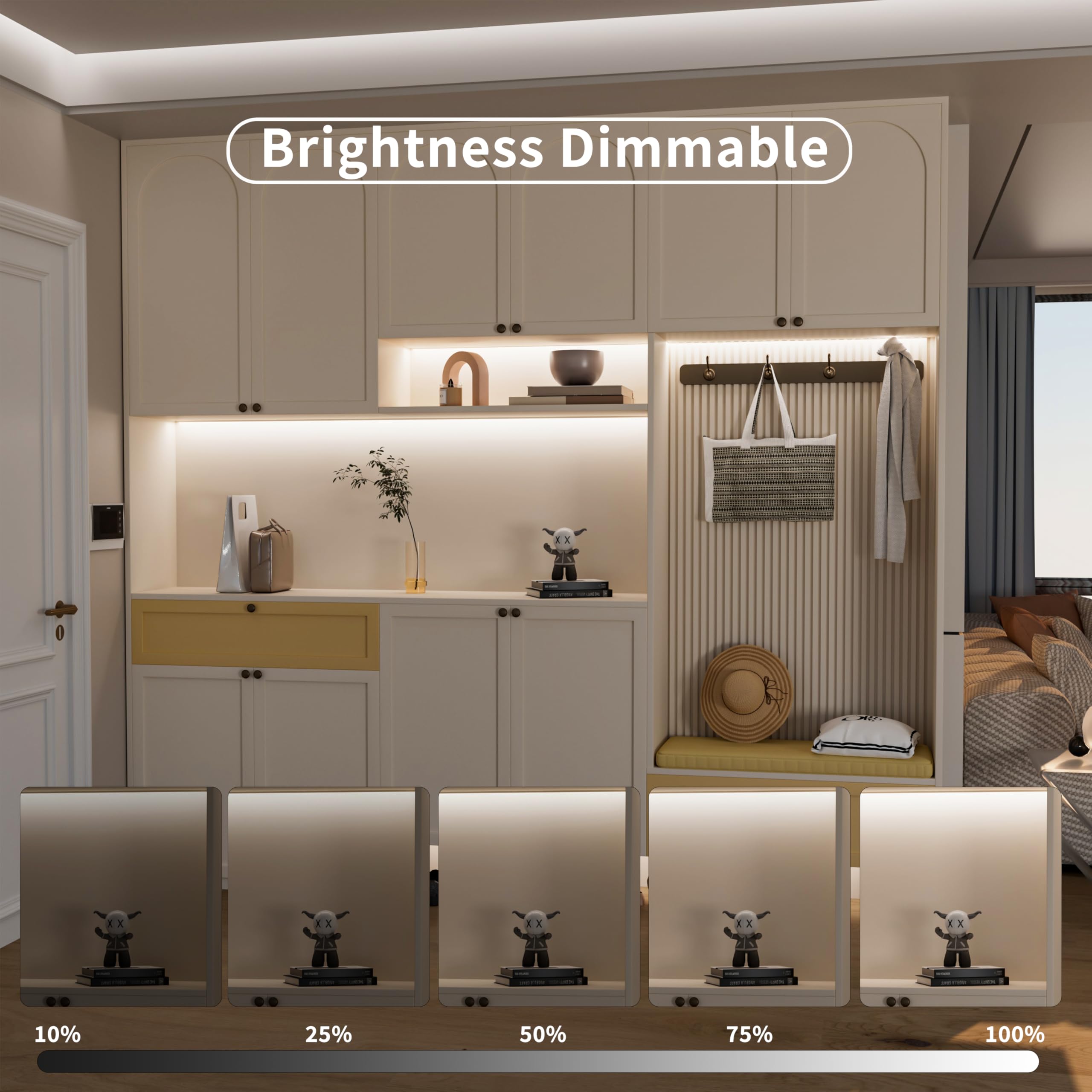 MIWISE COB - Tira de luz LED de 6,1 m, CRI 90+ luz de día cálida de 6000 K de alto lumen regulable, súper brillante, flexible, DC24 V con driver/regulador, para gabinetes, oficinas en casa, proyectos