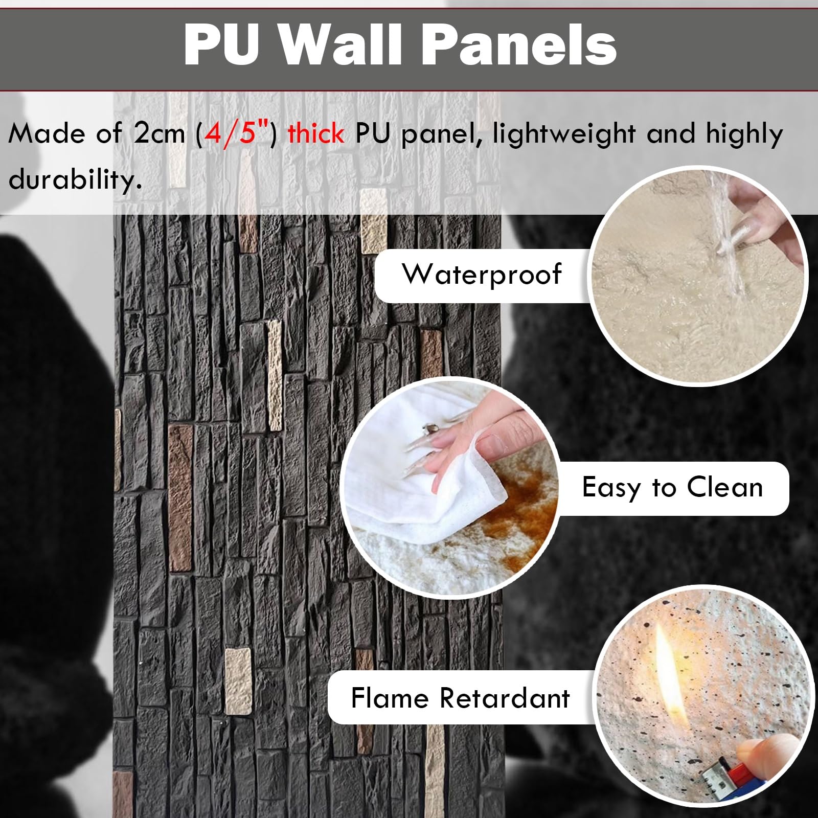 Piastrelle da parete in finta pietra, pannelli testurizzati 3D, rivestimento murale moderno effetto mattone per balcone, villa, cortile, interni o esterni