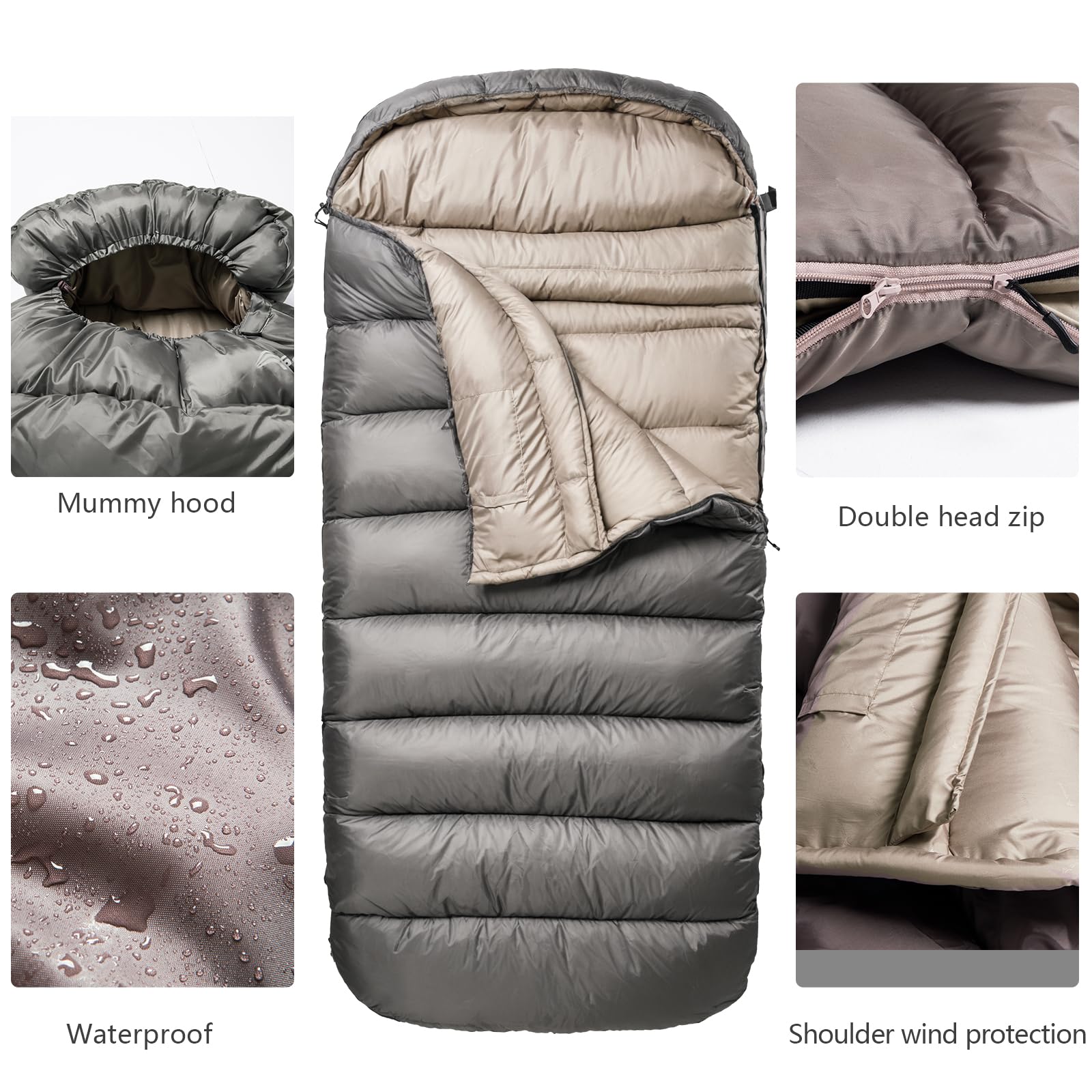 BISINNA Winter-Schlafsack Erwachsene 0°C Komfortzone - XL Extra Groß & Breit, 3,5kg Schwerlast Camping Schlafsack für Statisches Camping & Winter-Camping (230x90cm)