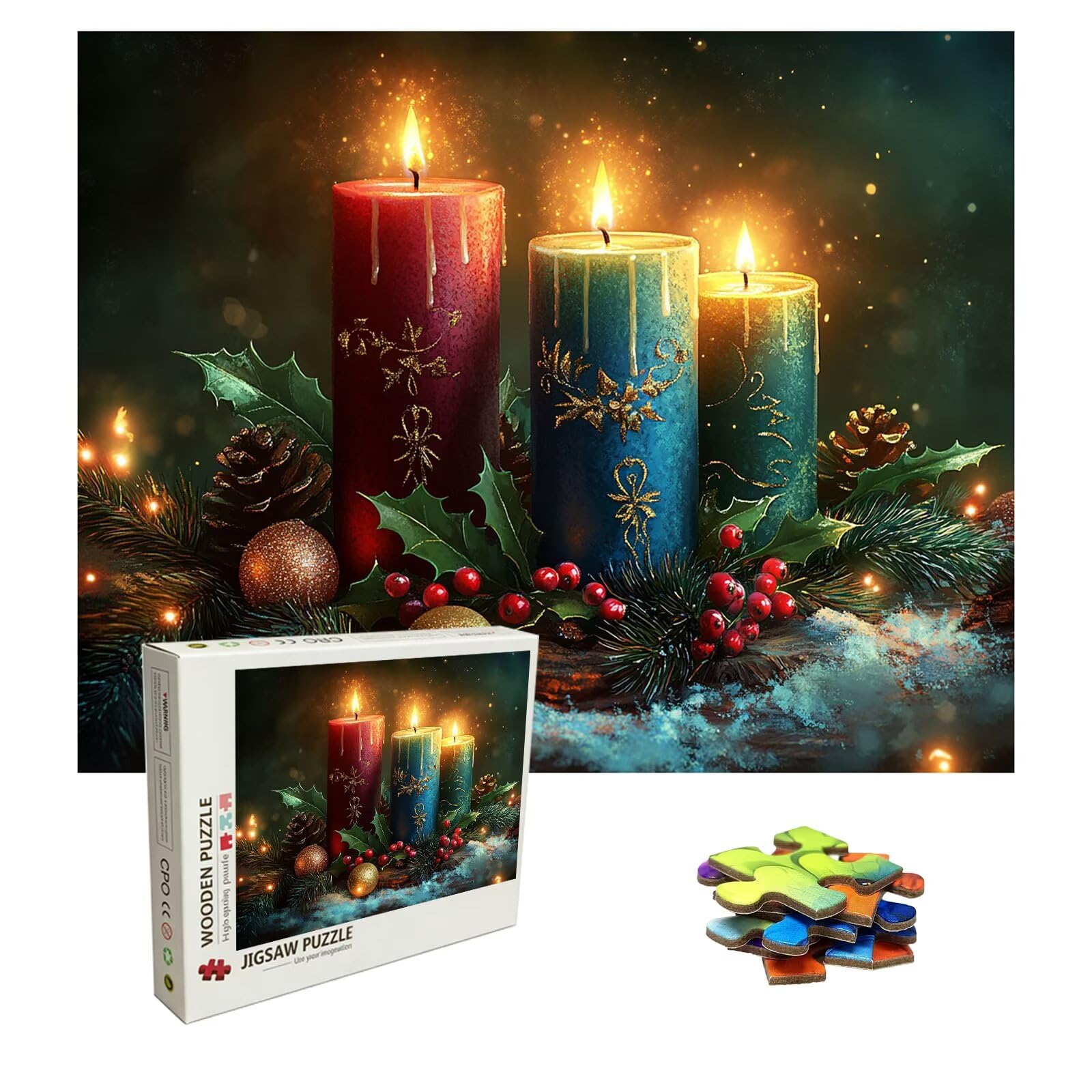 Puzzle 2000 elementów, świeca, drewniane puzzle dla dorosłych, klasyczna gra edukacyjna, puzzle marzenie, duże, imponujące puzzle, piękna dekoracja, puzzle i prezenty, zestaw do majsterkowania dla