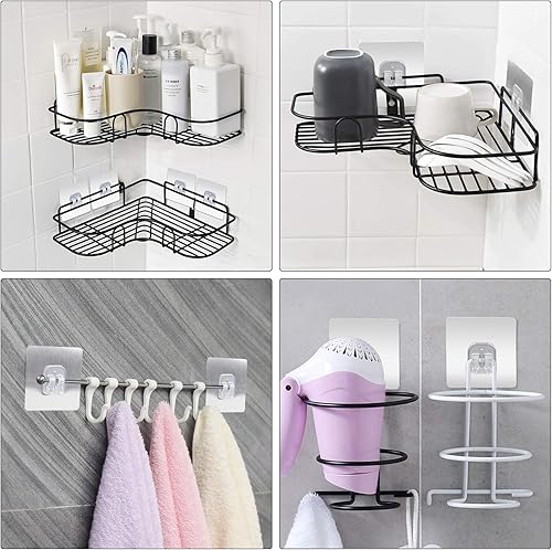 Miniatura 4 de YeeBeny Organizador de ducha de esquina con ganchos adhesivos para cesta de ducha, estante de baño, compatible con KINCMAX, SMARTAKE, JOMARTO,