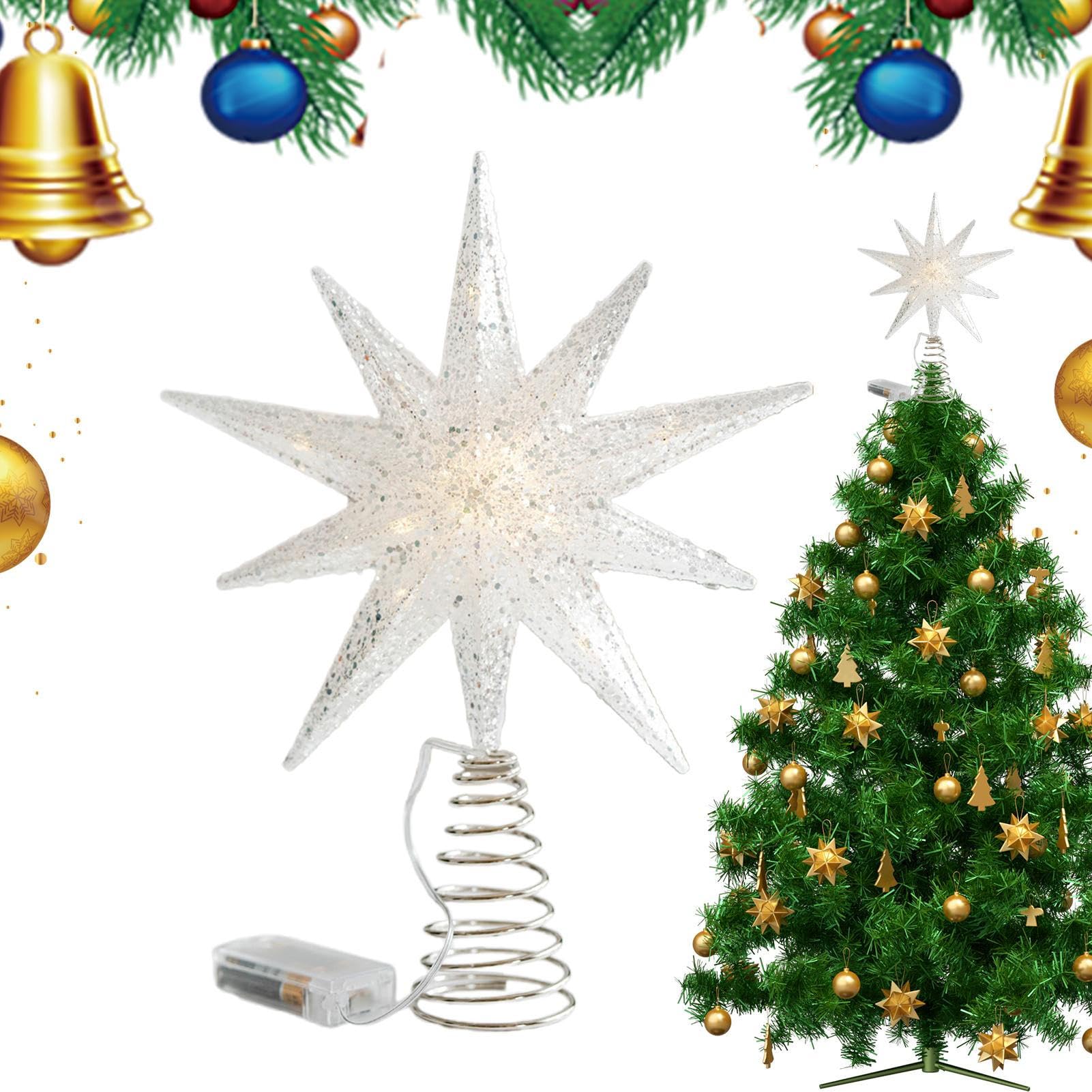 Estrella de cima de árbol de Navidad brillante para decorar el salón de casa en Año Nuevo