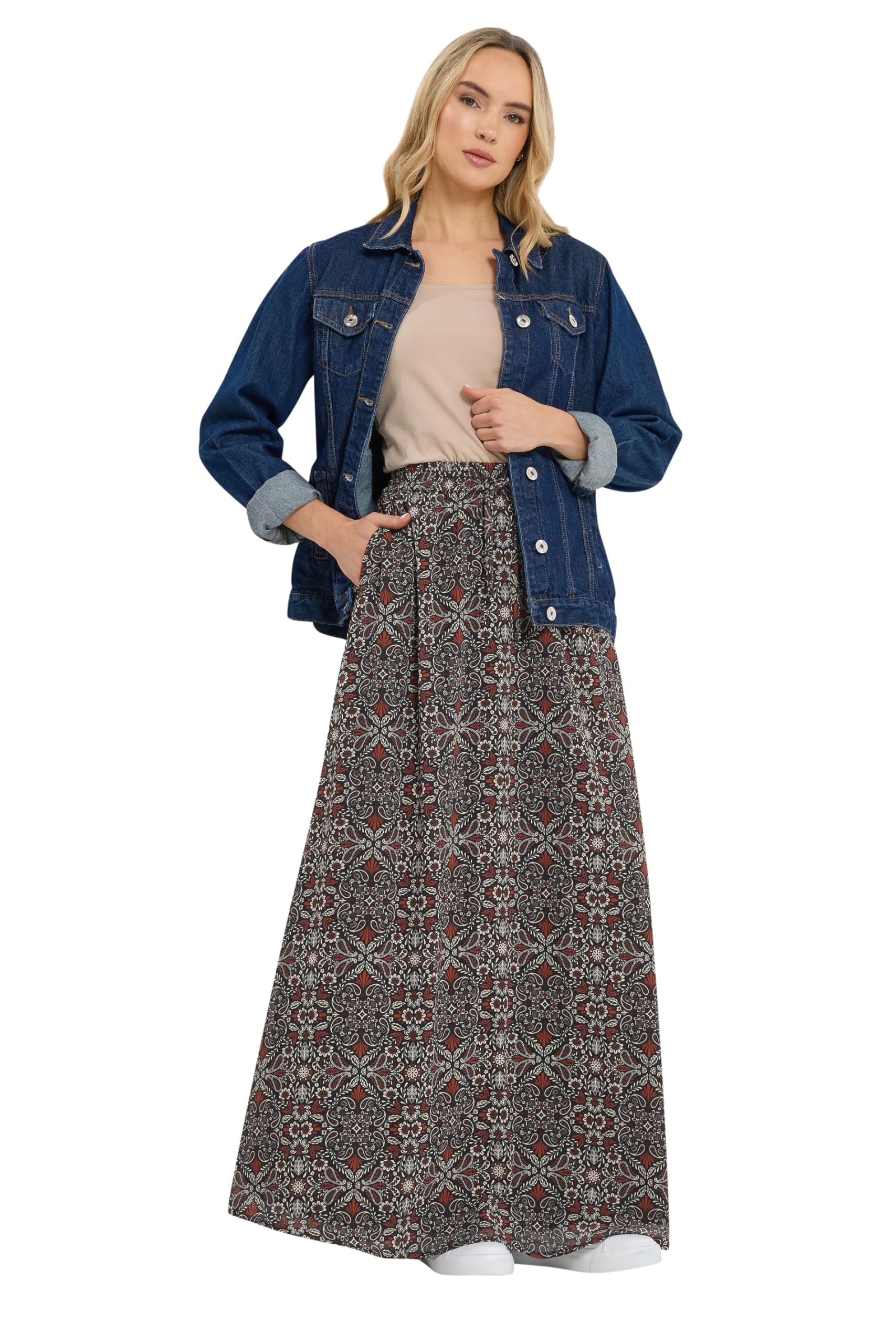 Lts Women's Black Tall Abstract Tie Waist Maxi Skirt Size 24