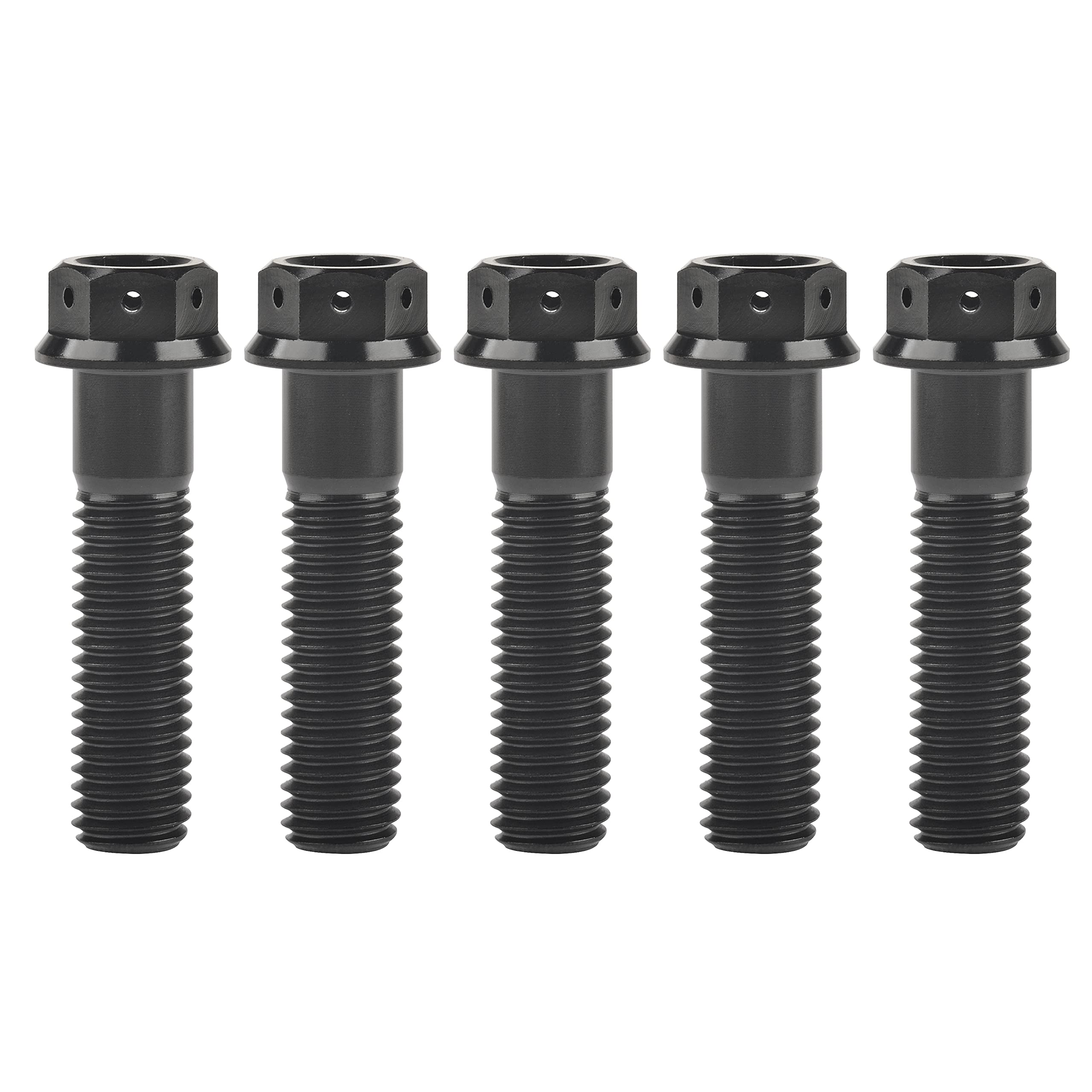 Ruifu Titanium M6 M8 M10 10 15 20 25 30 35 40 45 50 55 60 65 70 75 80 85 90mm Flange Allen Key Head Bicycle Bolts Screws Pack of 5 (Black, M10x40mm Pitch1.5)