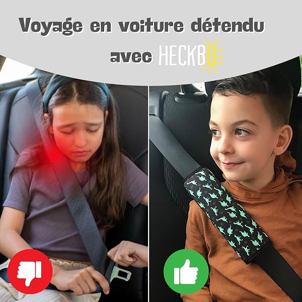 HECKBO1x Dino Dinosaures Protecteur de ceinture de sécurité pour ceinture de sécurité Coussin d'épaule Coussin d'épaule Sièges d'auto Coussin de ceinture de sécurité pour enfants et garçons - 4