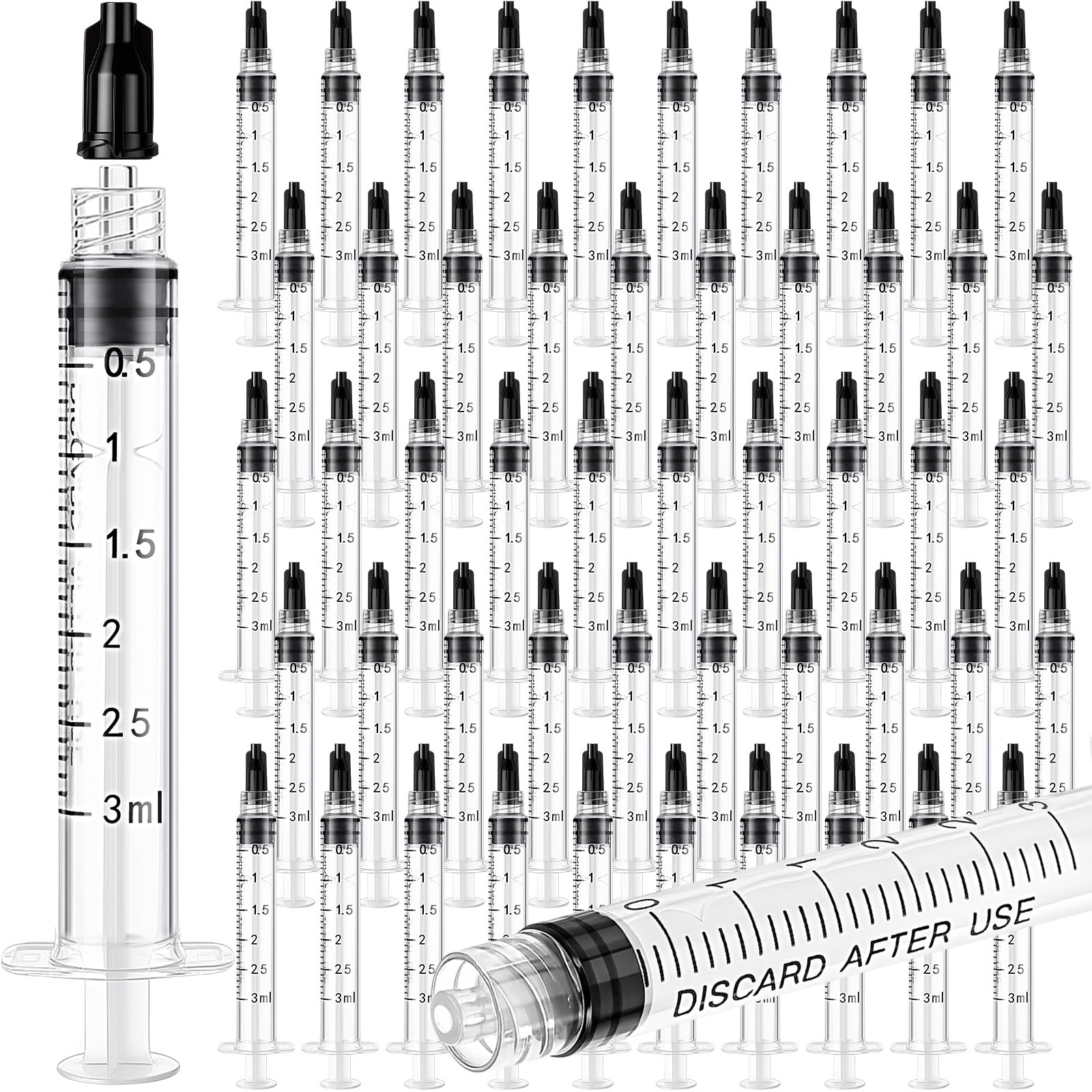 TrelaCo 50 Pack Syringe Without Needle Disposable Plastic Syringes with Cap Measuring Dispensing Tools Individually Sealed for Pets Feeding(10 ml) — Amazon image 9