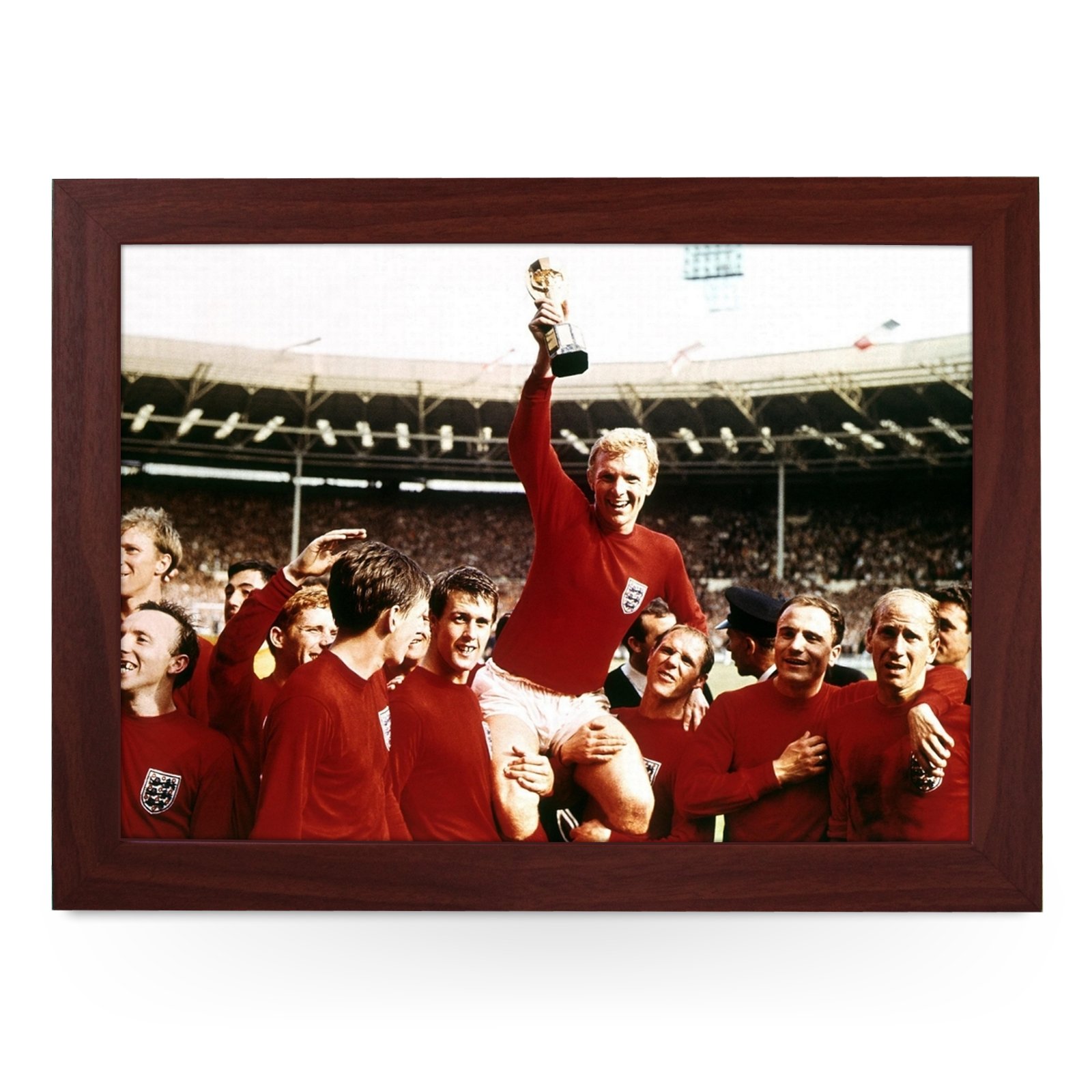 Portable Lap Desk Tray (England World Cup Winners 1966) Handmade Wooden Frame, Beanbag Cushioned Bottom | Computers, Laptops, Meals, Food | L0221 Brown