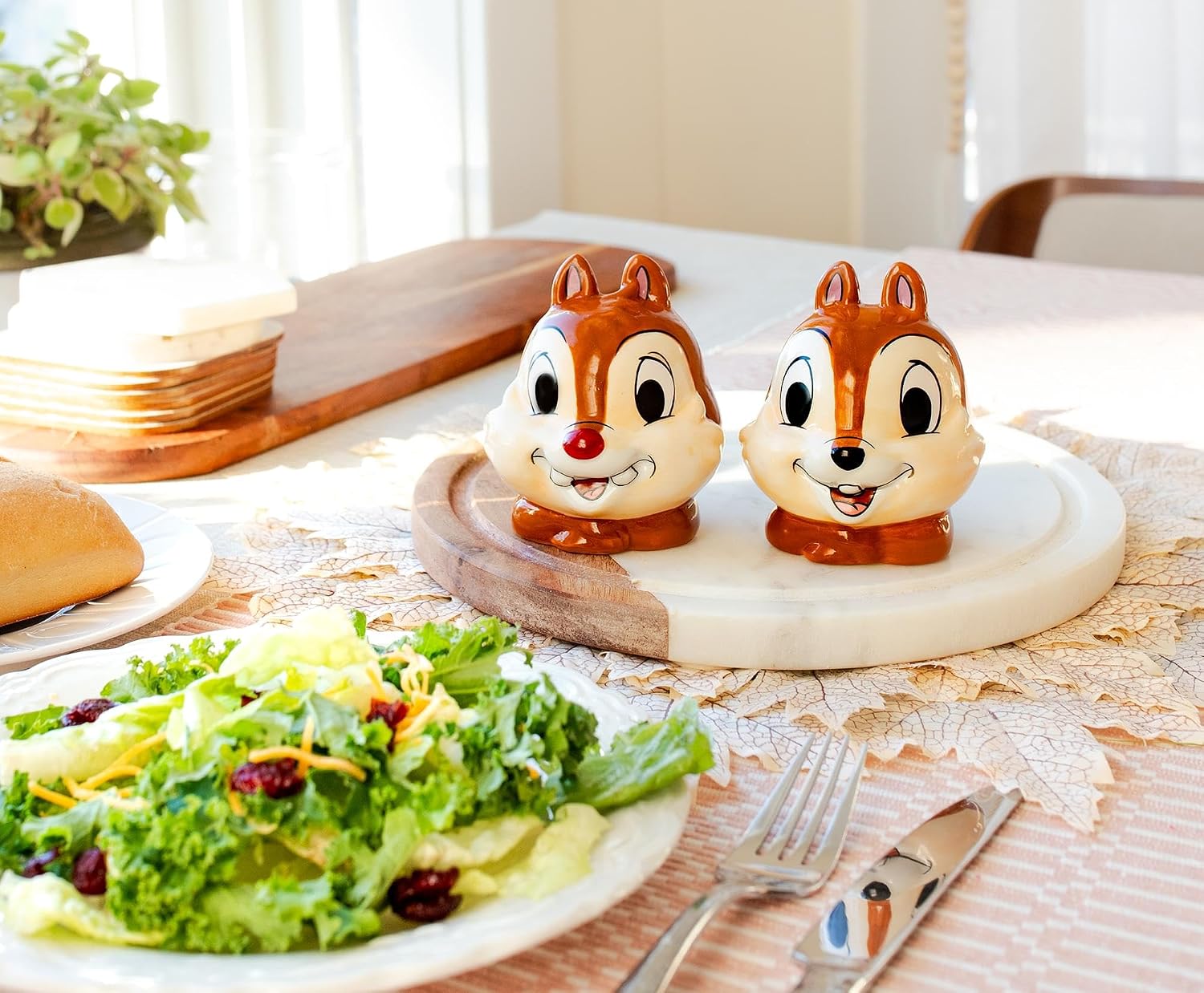 Disney Chip 'n' Dale Ceramic Salt and Pepper Shakers, Set of 2 | Spice Dispenser Storage Canisters