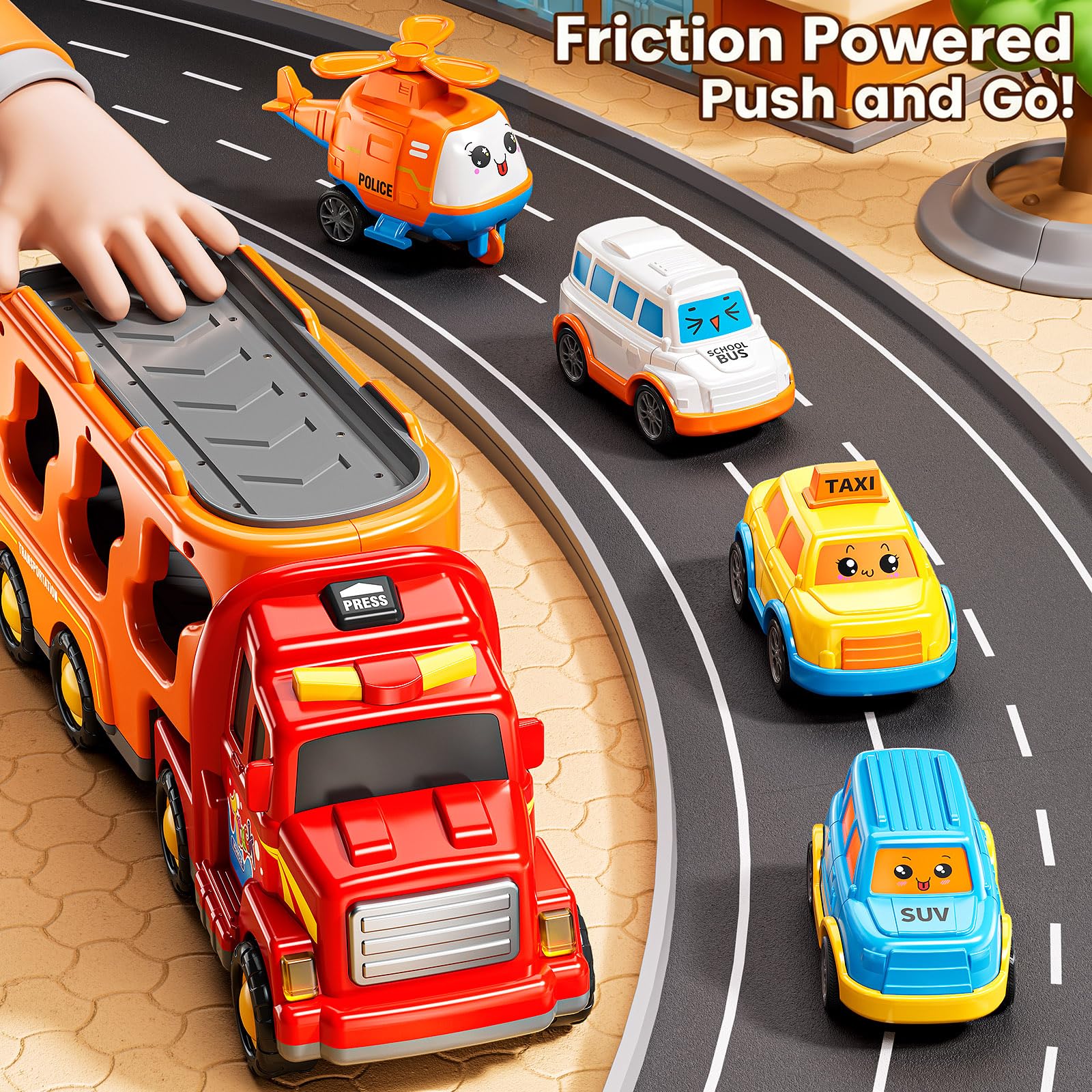 Camion per bambini dai 3 ai 4 anni, giocattoli per bambini 3, 4, 5, 6, 7 anni, 5 in 1, set di giocattoli per veicoli con suono e luce, regalo di compleanno di Natale per bambini