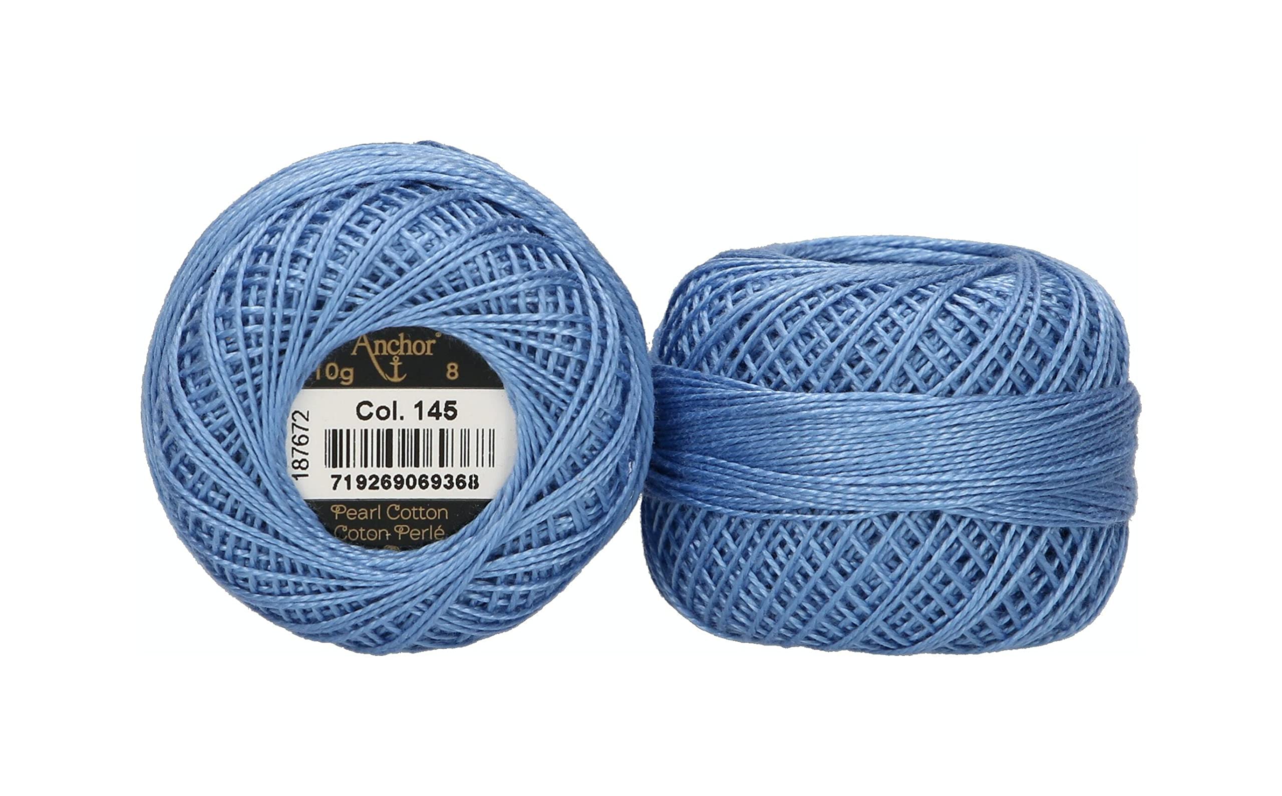 Anchor 4591008-00145 Embroidery Thread, 100% Cotton, Light Blue, Thickness 8, 82 m, 16 g
