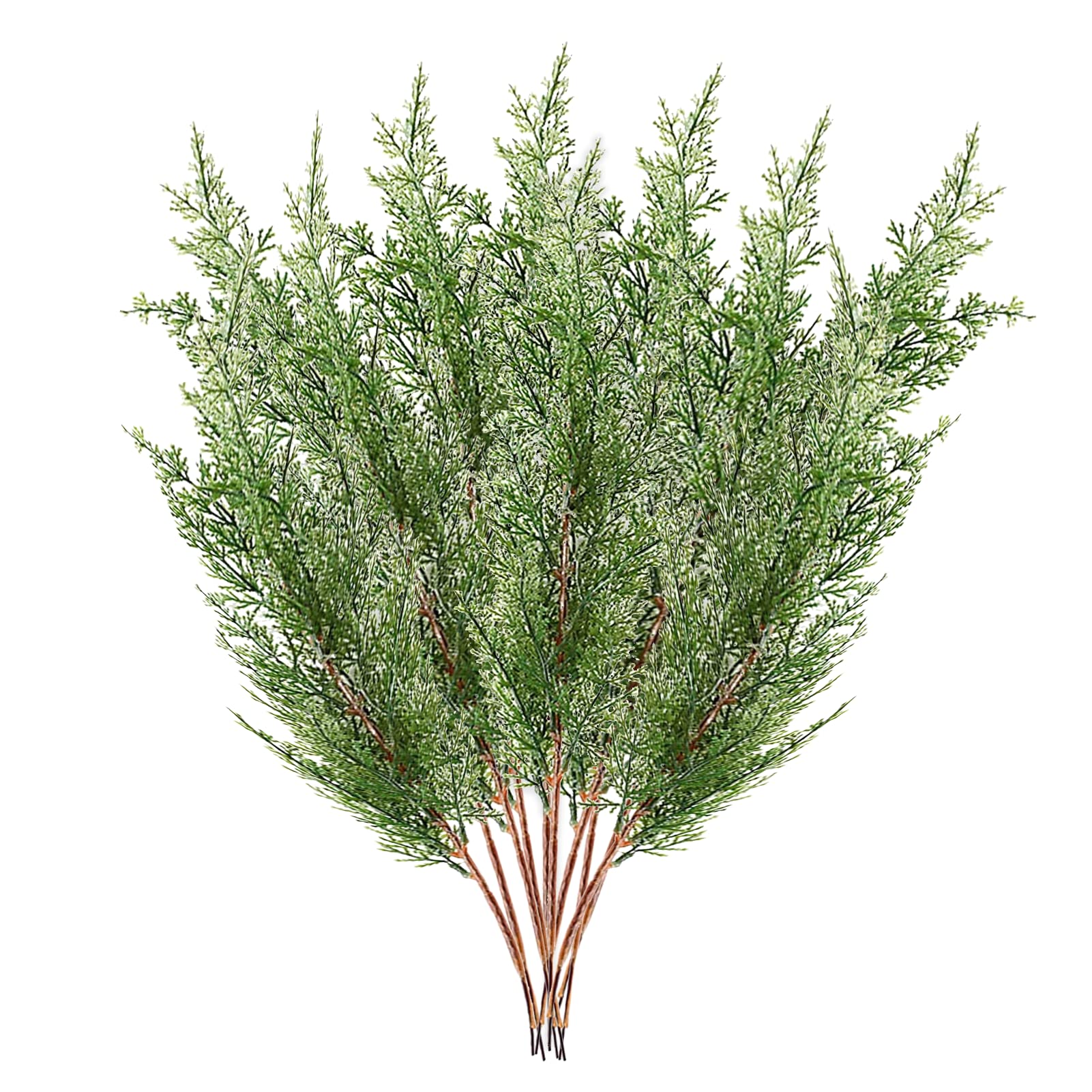 JUKIDS 10Pcs Artificial Cypress Leaves Branches,16.5Inch Faux Cedar Cypress Stems Greenery Pine Picks Faux Plastic Pine Cypress for DIY Garland/Wreath Garden Home Decor