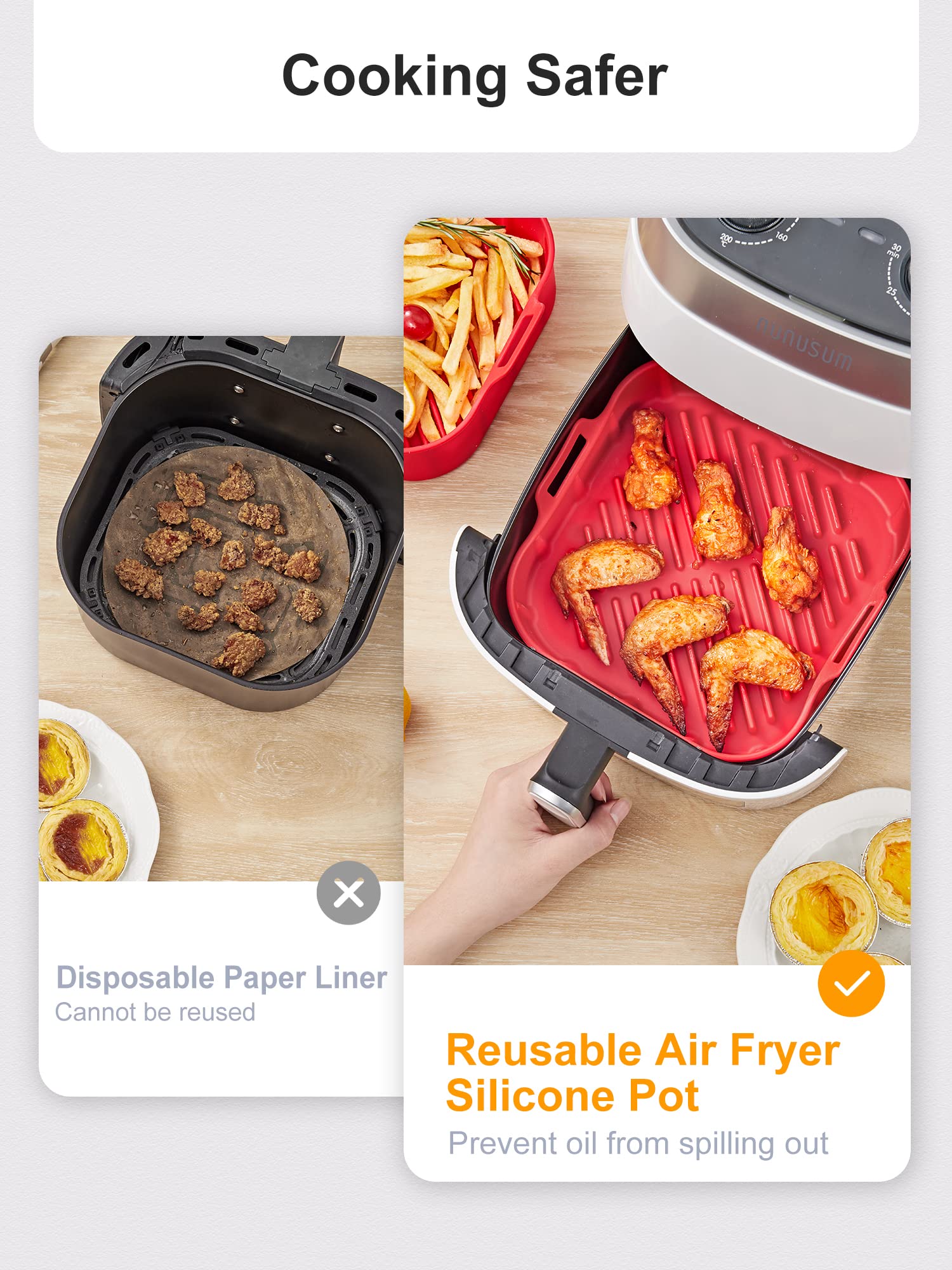 SMARTAKE Air Fryer Silicone Pot - Reusable Liner -8