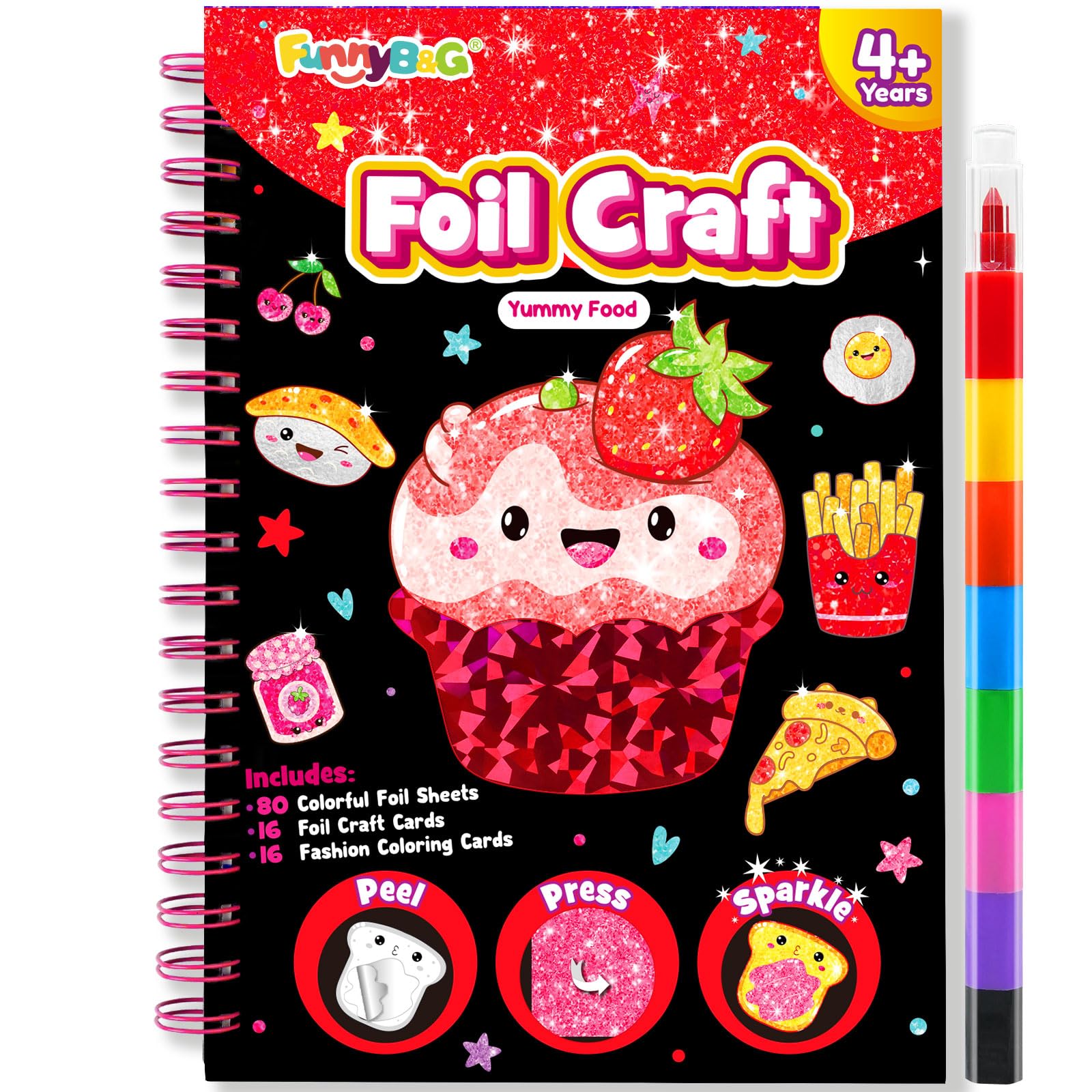 FUNNYB&G Foil Art Crafts for Kids Ages 4-8: Valentines Crafts for Kids 2026,Birthday Gift for Girls,Art and Crafts Supplies,Party Favors,Creative Toys