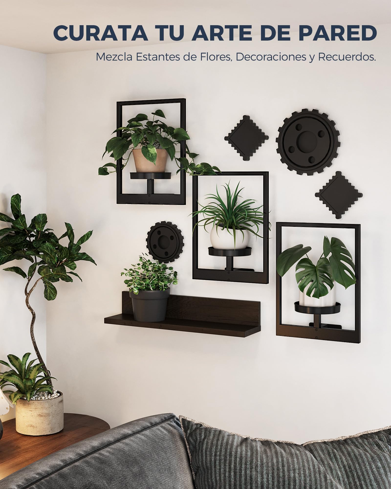 Bamworld Soporte Plantas Interior, Macetero Colgante para Pared, Estantería para Plantas, Porta Macetas, Pedestal para Plantas de Interior, Juego de 3 para Entrada Exterior