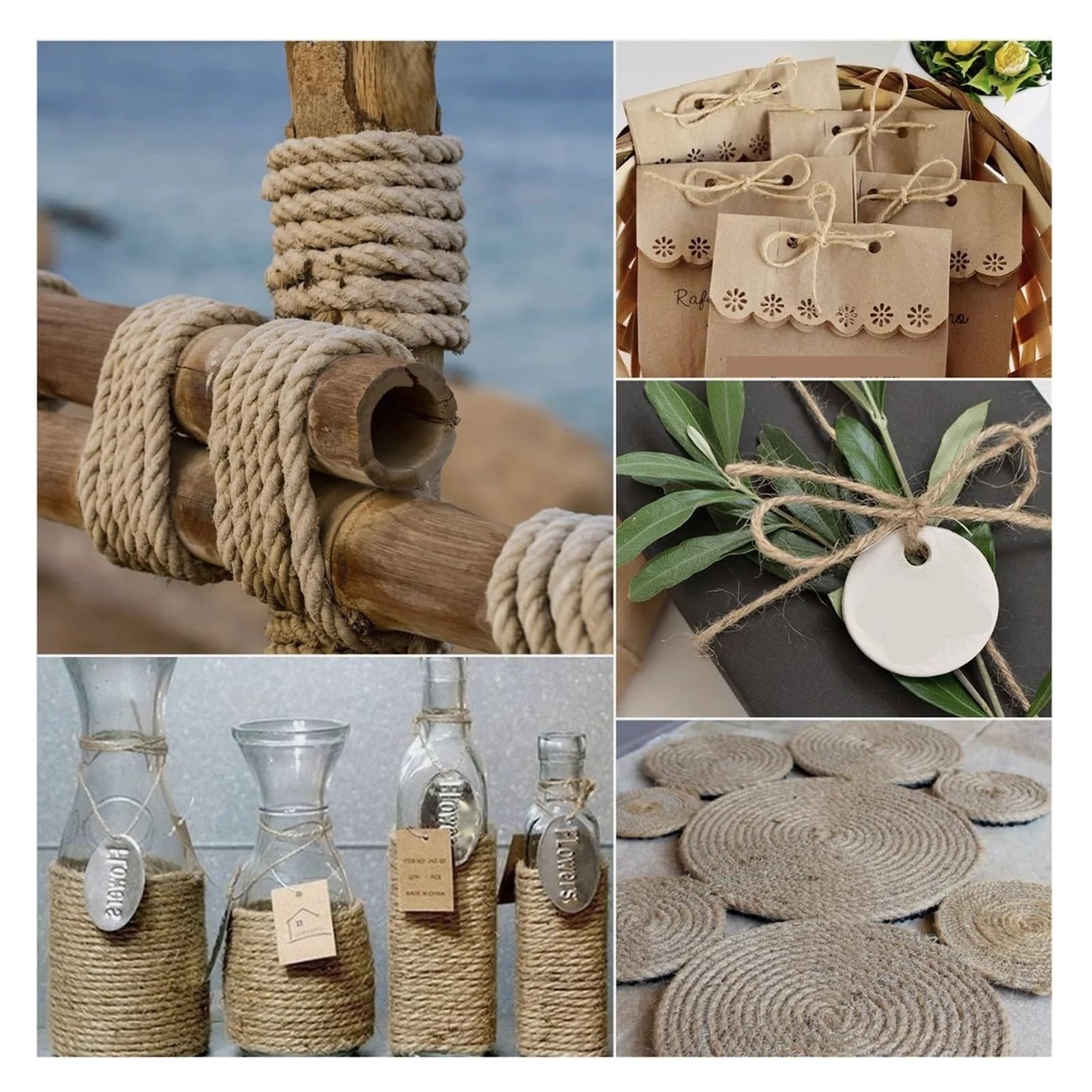100 m Juteschnur, 4/5/6 mm, Robustes braunes Seil – Dicke for Kratzbaum, Gartenarbeit, Basteln und Einwickeln Für Camping Garten