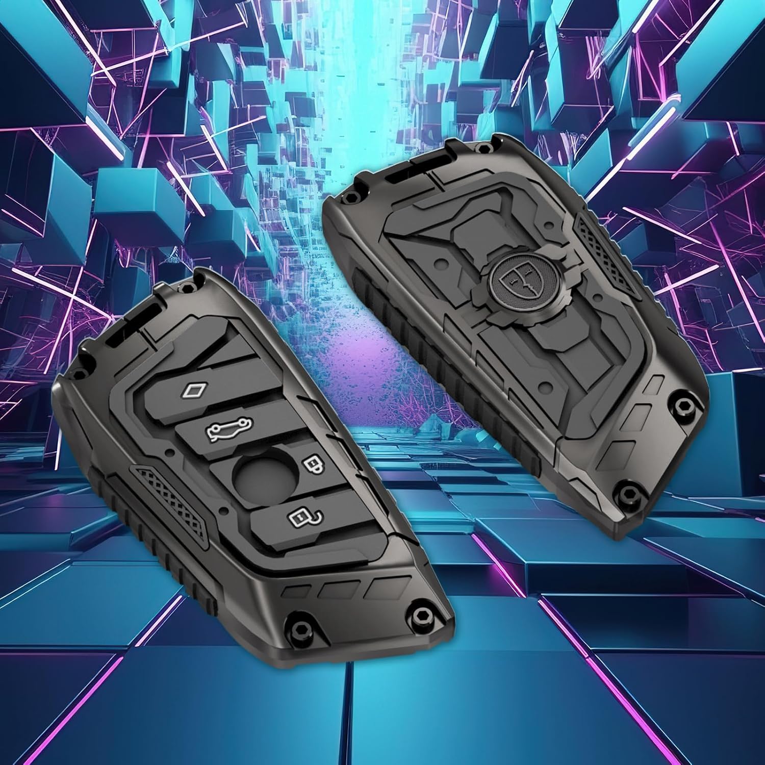 Zinc Alloy Key Fob Cover,Keychain,Full Protection Car Key Case for BMW 2 3 5 6 7 8 Series X1 X2 X3 X5 X5M X6 X6M X7 Z4 Smart Remote Keyless Keyshell Accessories(NO.021 Black)