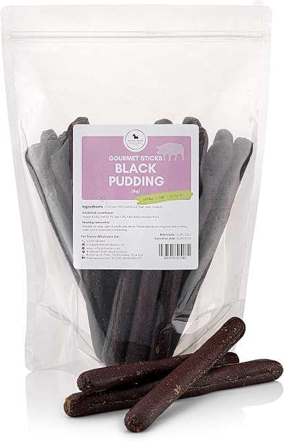 Natural Treats | Black Pudding Sticks 8 inch (500g) - Long Lasting Dog Chew Treats - Gluten Free, Natural, Healthy, High in Protein and Iron - Bulk Products for Dogs