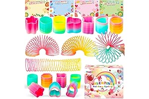 Valentines Day Cards for Kids Classroom with Rainbow Coil Spring Stress Relieve Anxiety Toys