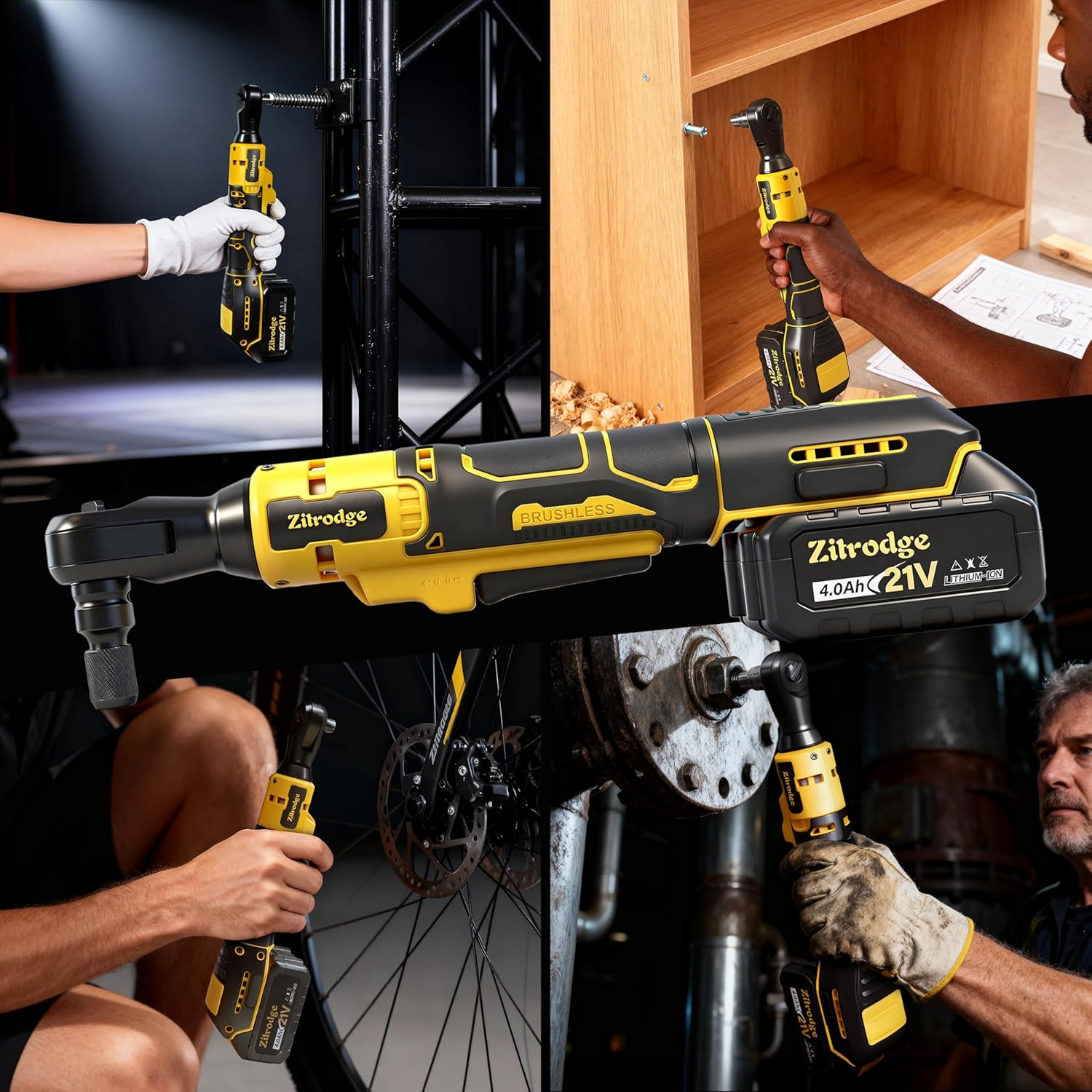 1/2" Cordless Electric Ratchet Wrench Set with Multi Drill Bits, 89FT-LBS 400 PRM Power Ratchet Wrench, 21V Ratchet Tool Kit, Variable Speed, 7 Sockets, LED Light, 1/4" & 3/8" Adapter, 4.0Ah Battery - Image 8