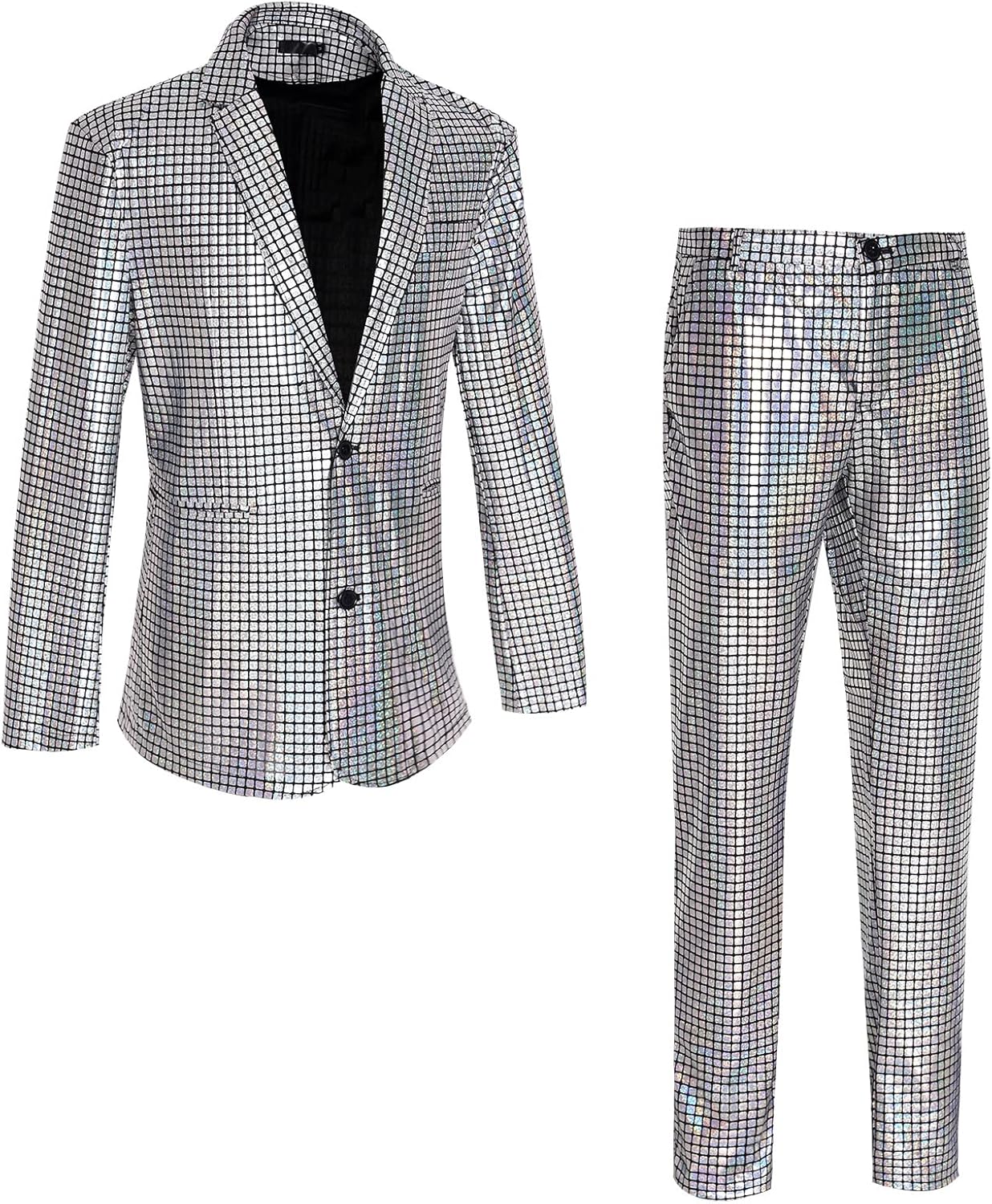 Men's 70s Disco Outfit Rainbow Suit Sequin Jacket and Pants Halloween Party Costume - Image 2