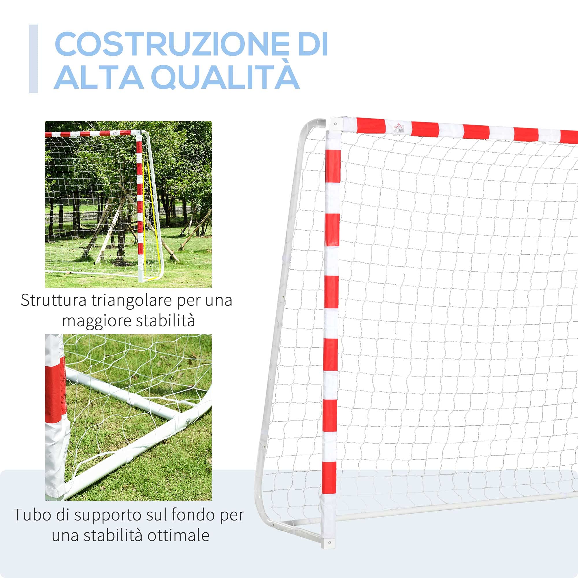 HOMCOM Rete da Calcio, Porta da Calcio per Adulti e Bambini 302x83x201cm | Calcetto, Plastica PE