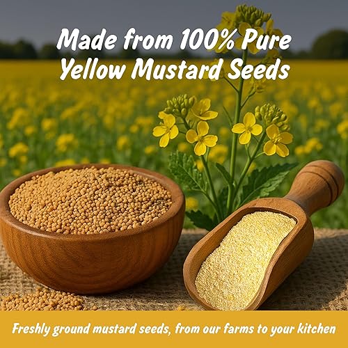 Miniatura 2 de Mostaza molida orgánica USDA probada en laboratorio, bolsa resellable de 4 onzas, Mostaza Amarilla Molida, Peeli Sarson