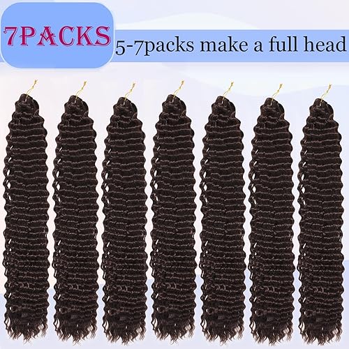 Miniatura 2 de Vustbeauty Pelo de ganchillo con ondas oceánicas, 7 paquetes de 24 pulgadas, ondulado profundo, ondulado, trenzado, extensiones de cabello sintético