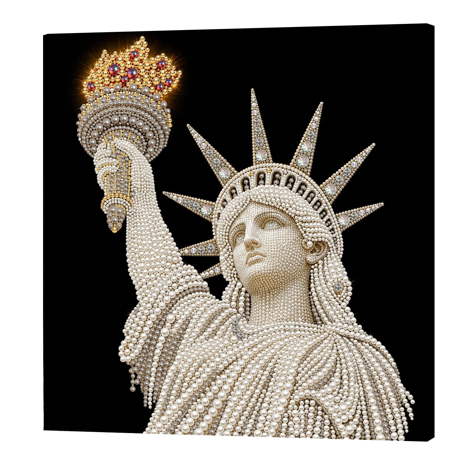 POETRYDRAW Statue of Liberty DIY Pearl Painting Art Kits with Frame 11.81x11.81In Pearl Gem Paintings Picture Arts Craft for Adults Beginners Home Wall Decor