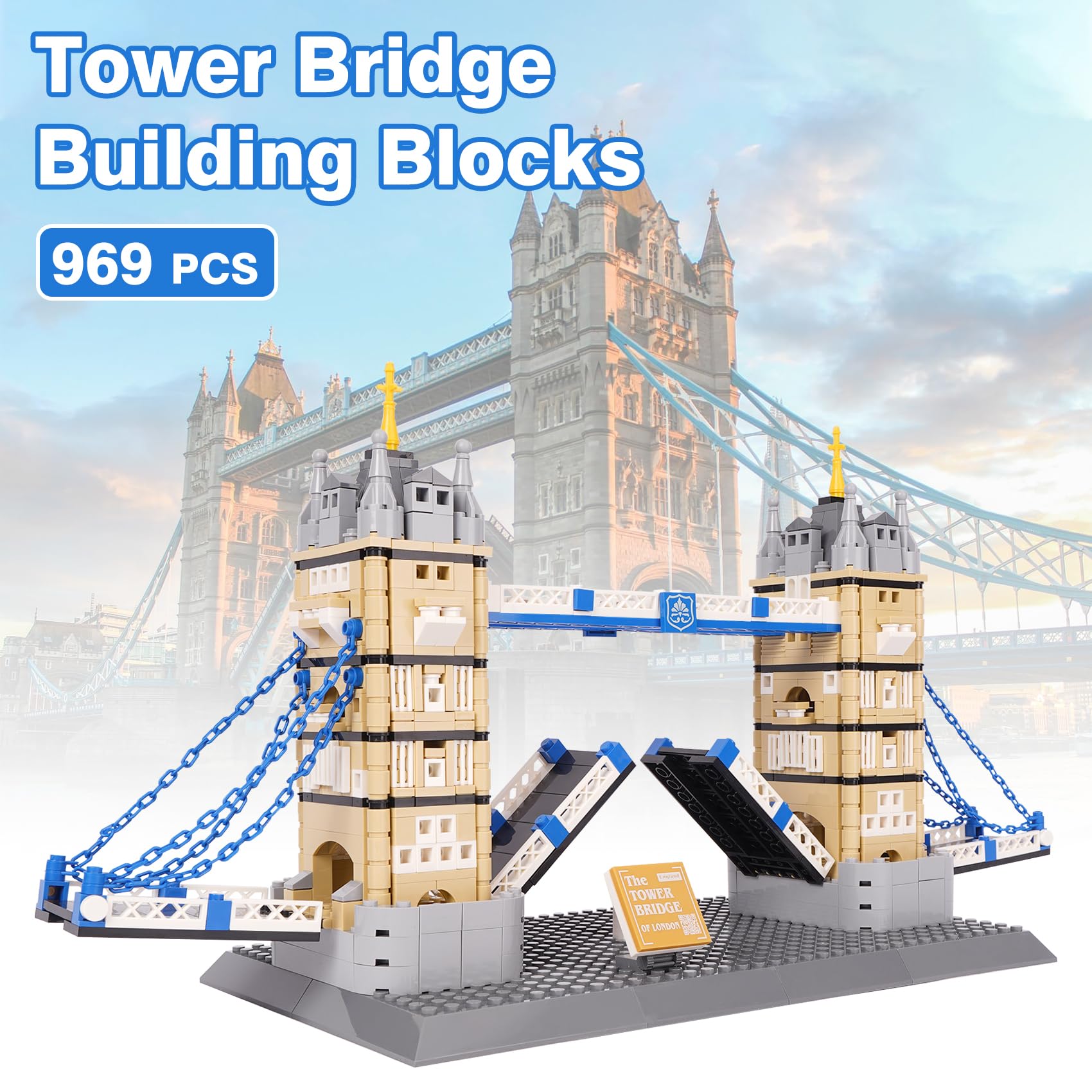 Oichy Tower Bridge Bauspielzeug Mini-Architektur Bausteinmodell Weltberühmtes Wahrzeichen Bausätze zum Sammeln und Dekorieren (969 Stück)
