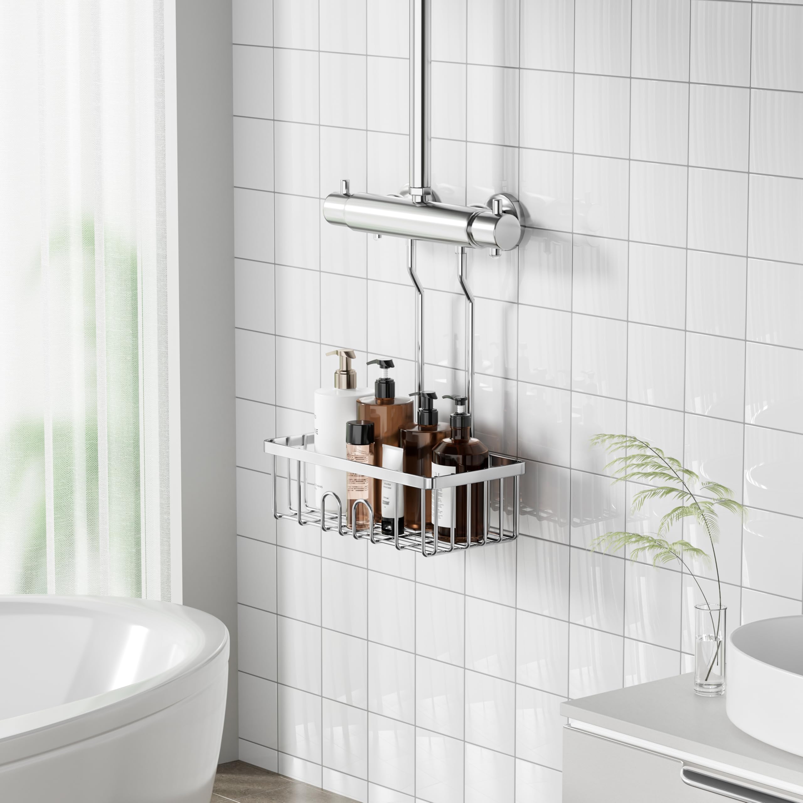 Duschablage Zum Hängen Duschkorb Ohne Bohren Dusche Halterung Bad Regal Shampoo Halterung Für Dusche SS304 Edelstahl 30x13x8,5cm Küche, Haushalt & Wohnen