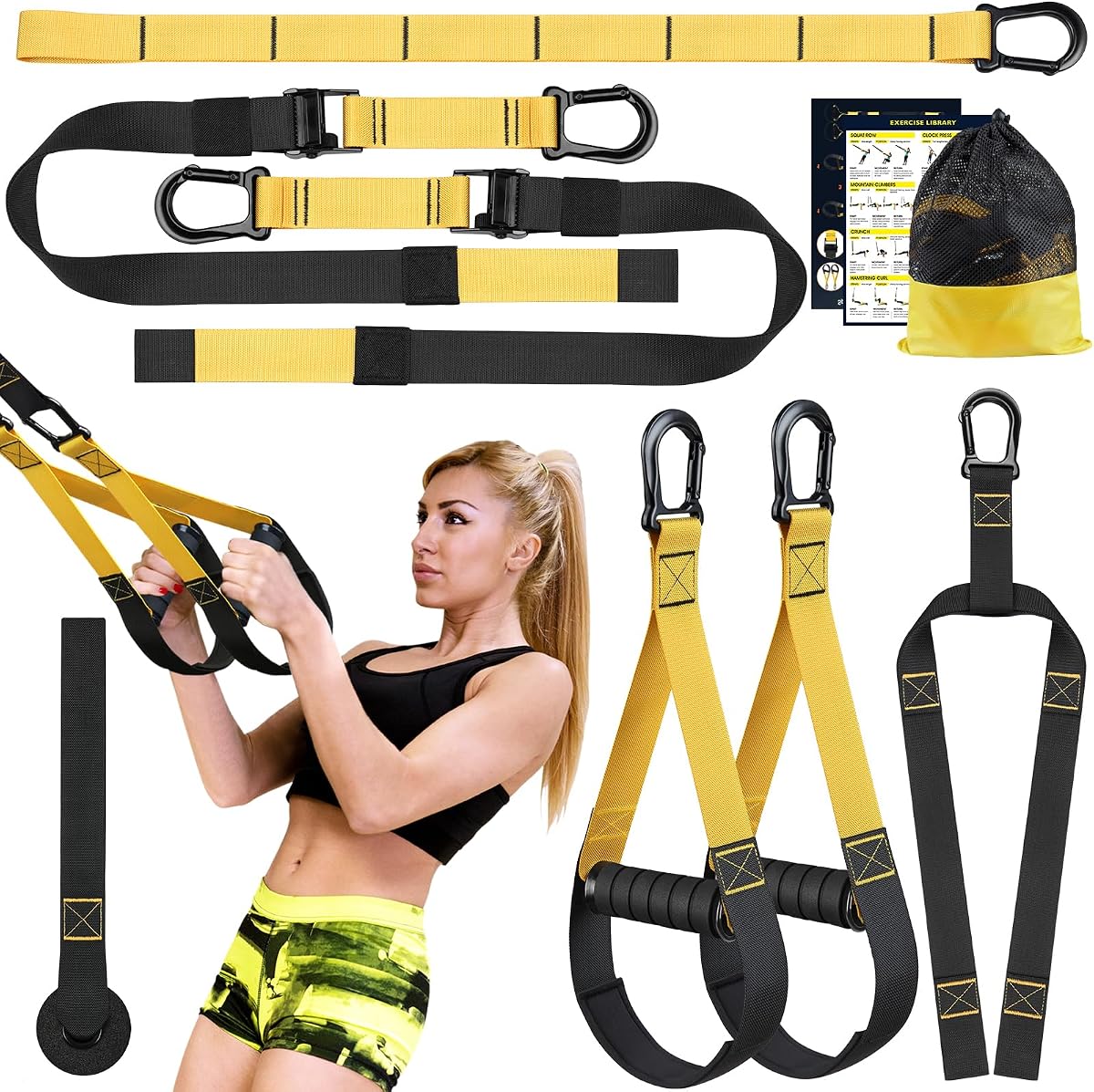 Home Resistance Training Kit with Handles and Door Anchor | Bodyweight Exercise Bands, All-in-One Gym Kit, Heavy Duty Bands, Home Fitness Use, Includes Door Anchor