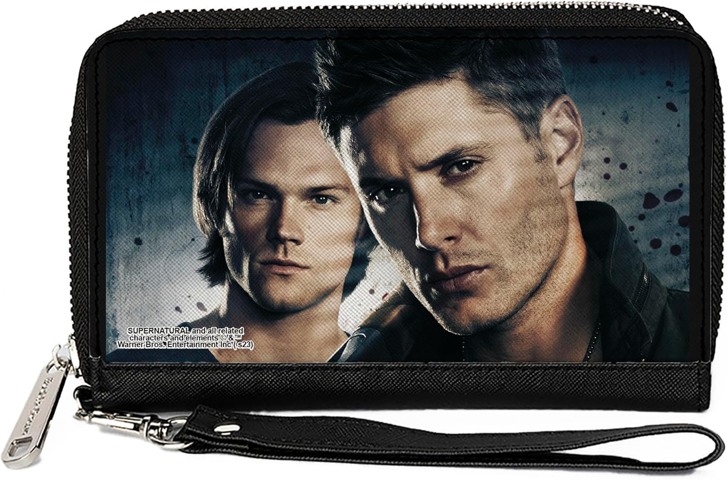 Buckle-Down Supernatural Wallet, Zip Around, Supernatural Winchester Brothers CLOSE-UP Pose Grays, Vegan Leather - Image 9