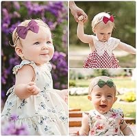 Vista 2 de Jesries 30 diademas para bebé, lazos para el pelo para niñas, diademas de nailon con lazos de lino, accesorios para la cabeza hechos a mano